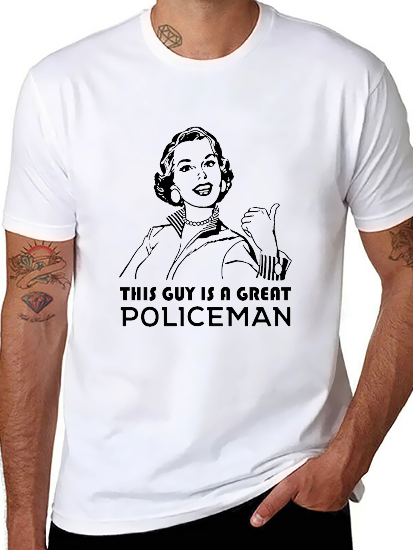 Great Policeman Graphic T-Shirt - Retro Style