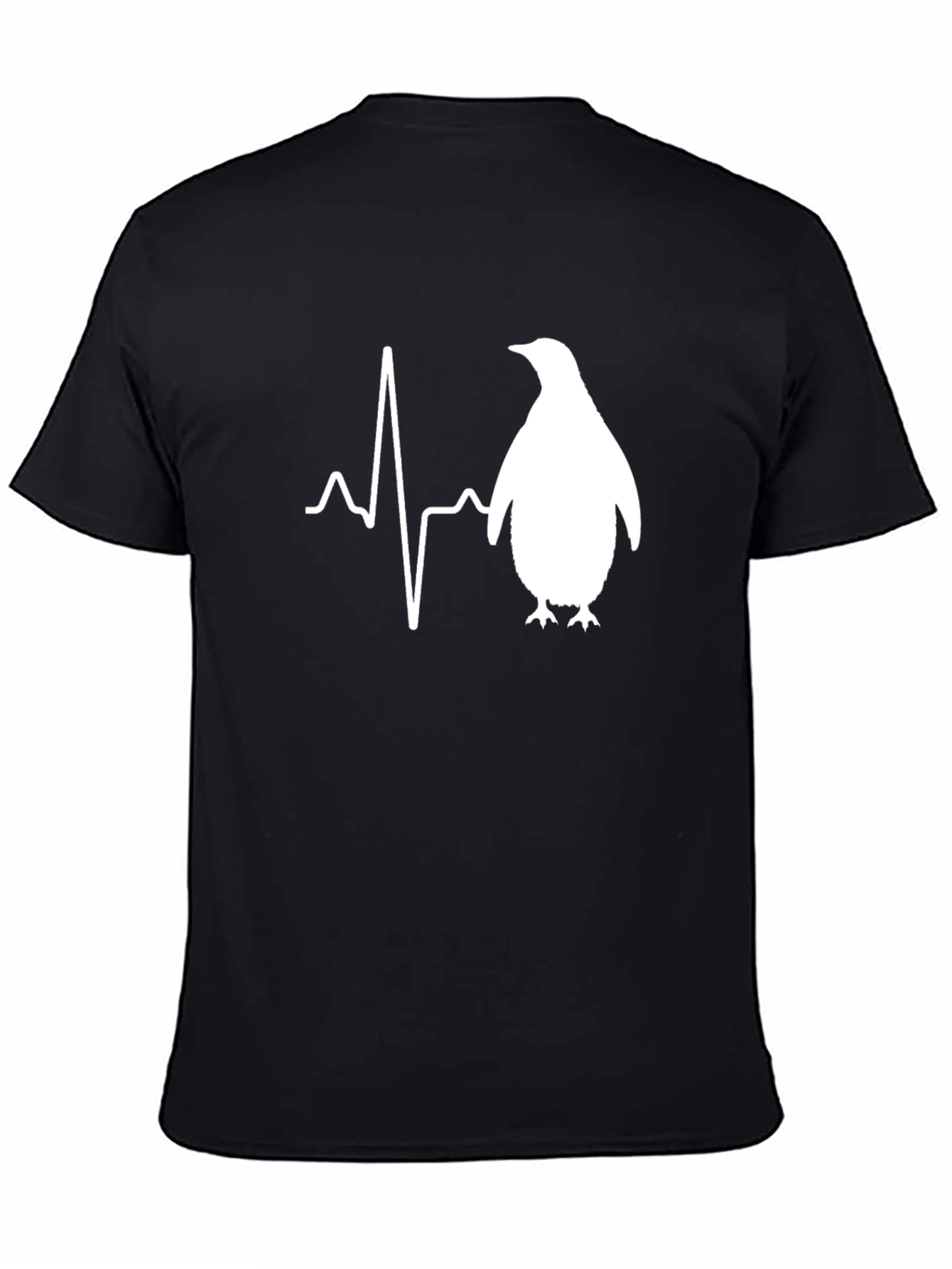 Penguin Heartbeat T-Shirt - Mens Black Graphic Tee
