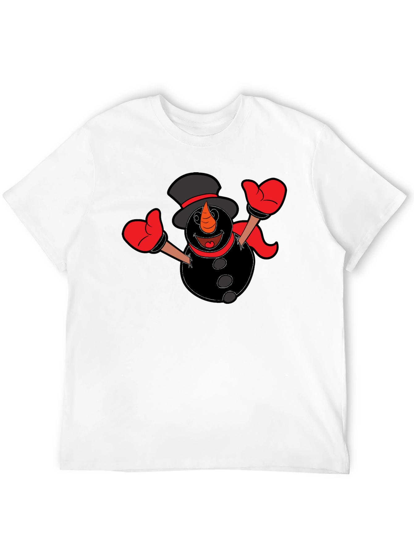 Snowman Graphic Tee - Black Cotton Shirt