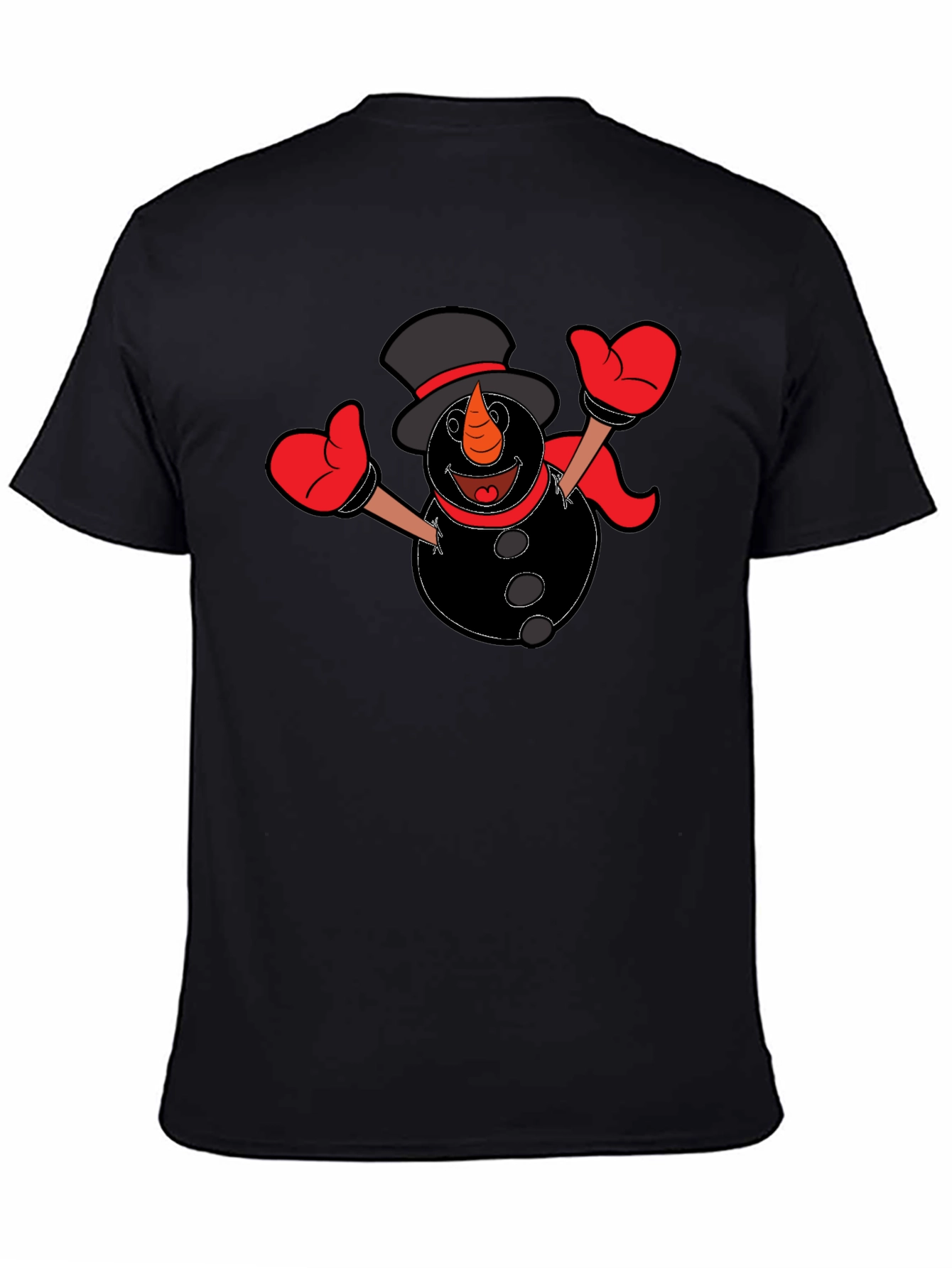 Snowman Graphic Tee - Black Cotton Shirt