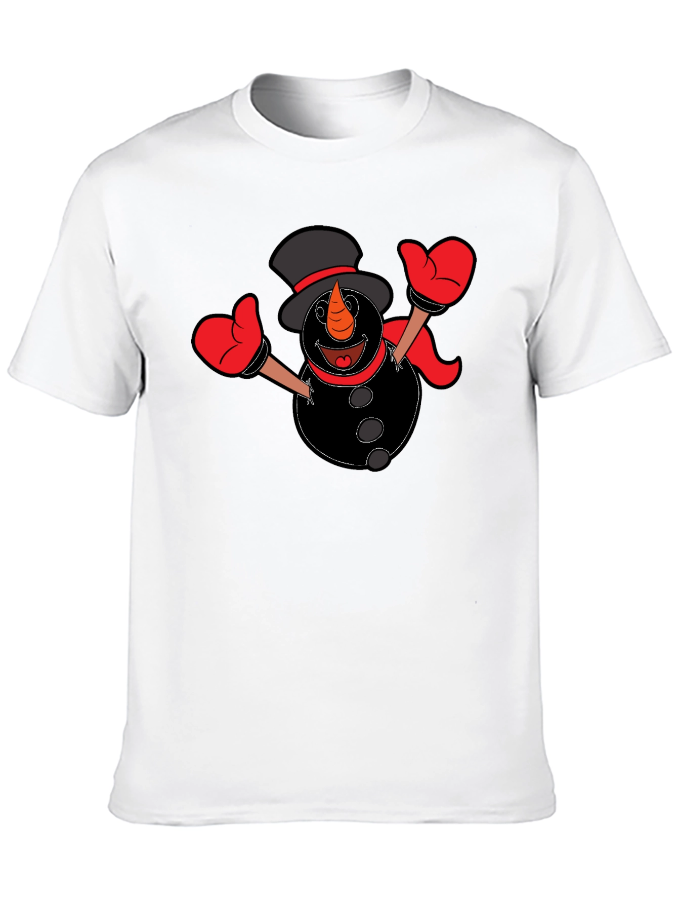 Snowman Graphic Tee - Black Cotton Shirt