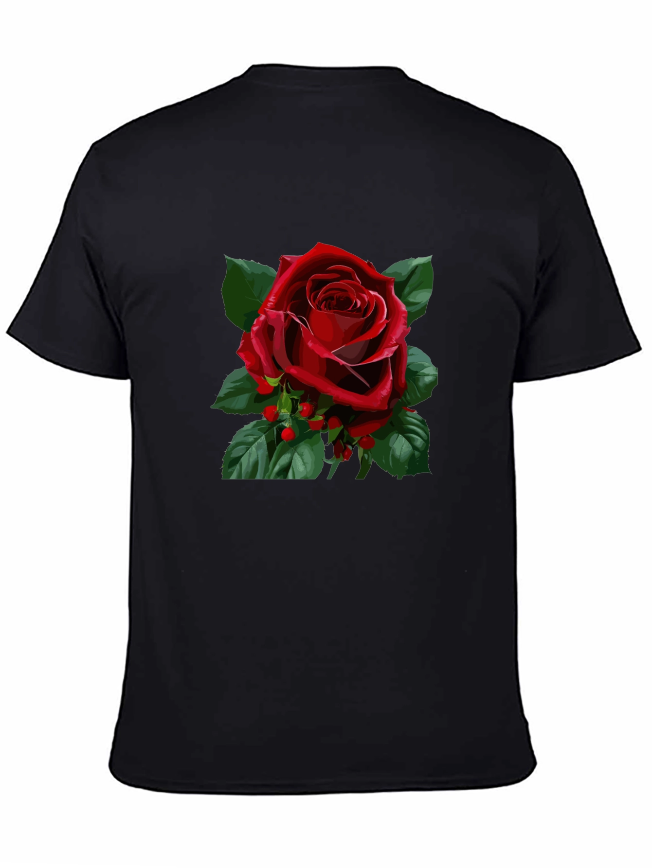Red Rose Graphic Black T-Shirt