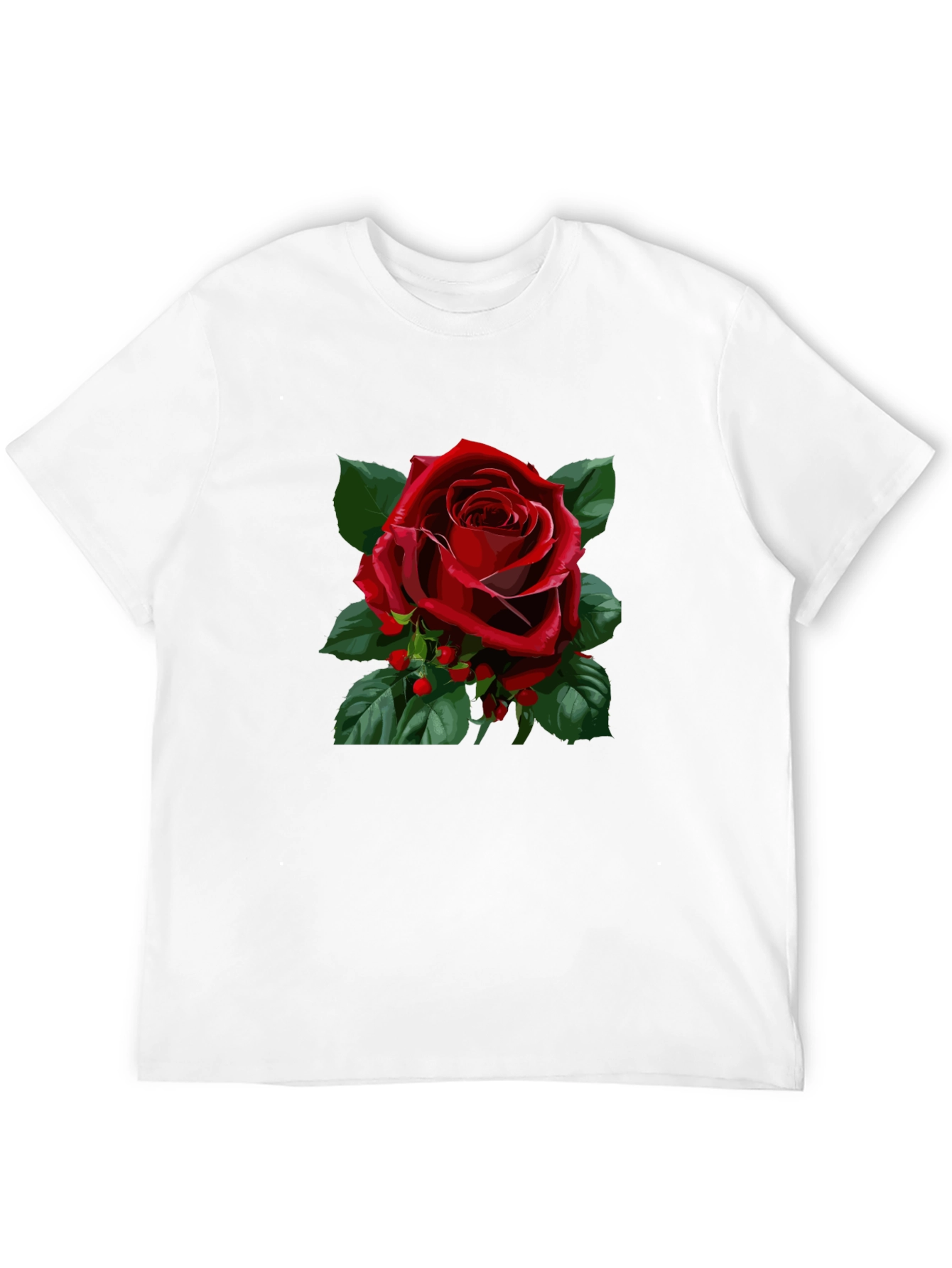 Red Rose Graphic Black T-Shirt
