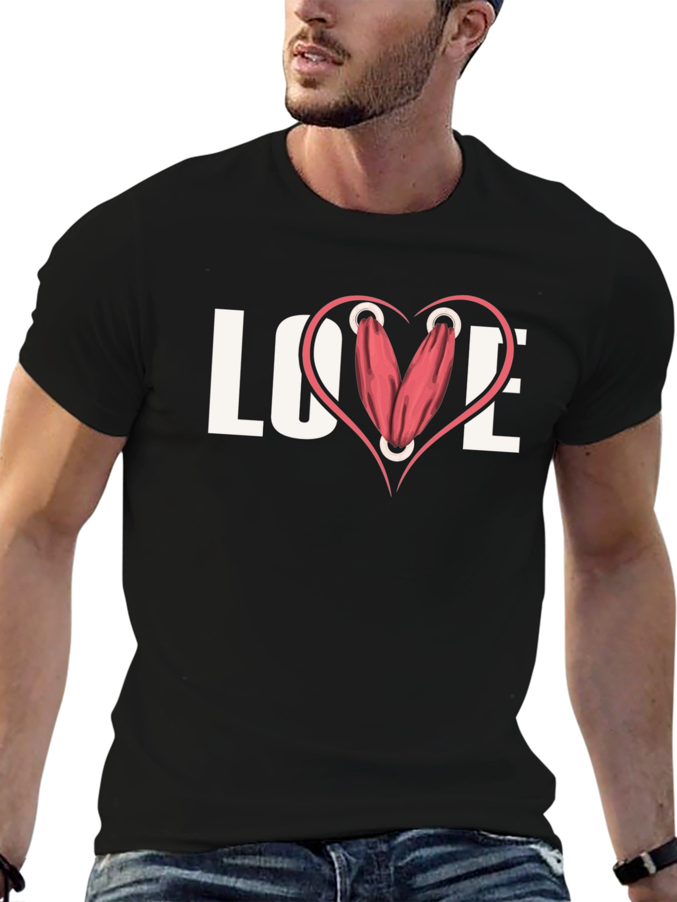 Love Gym T-Shirt - Weights Heart Design