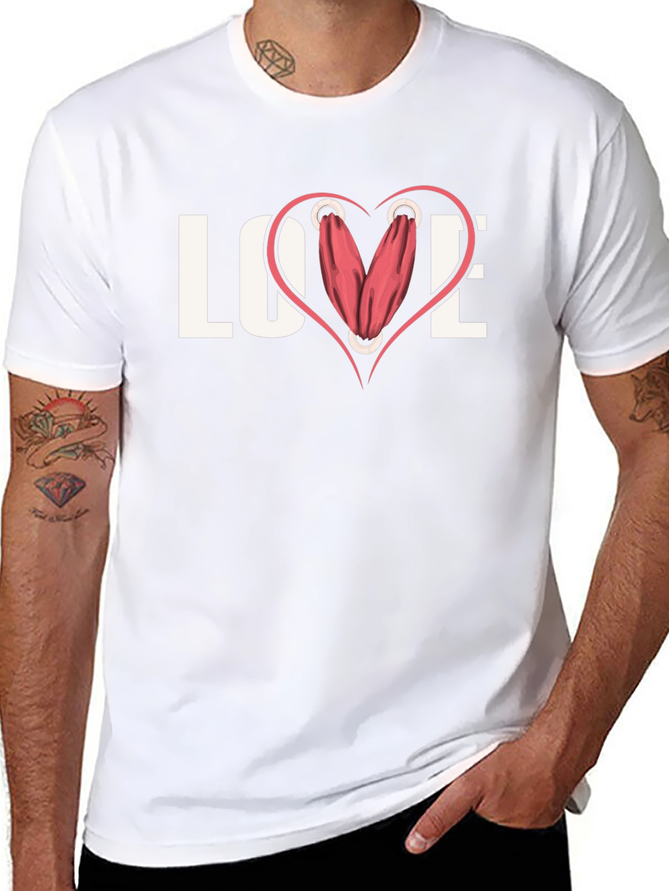 Love Gym T-Shirt - Weights Heart Design