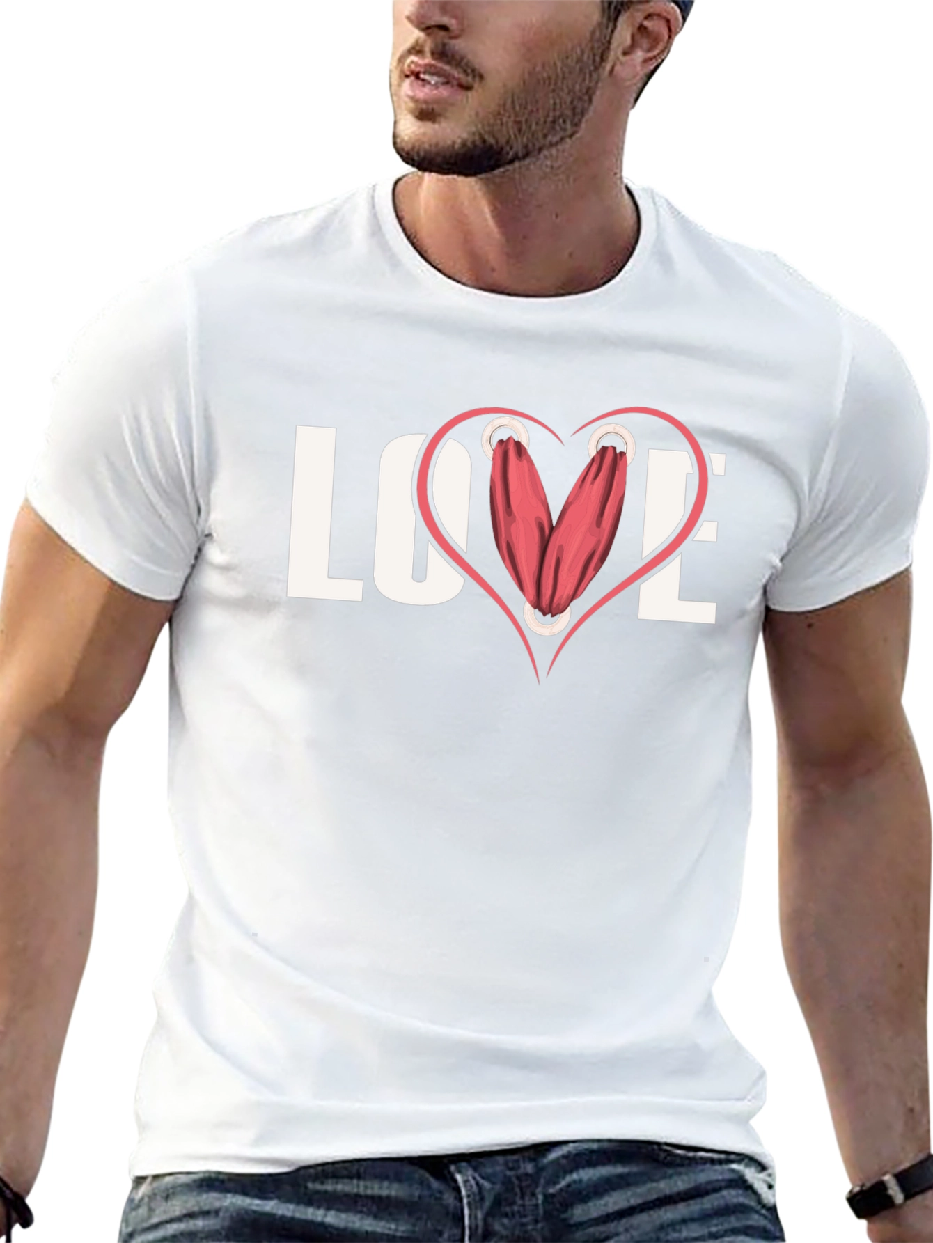 Love Gym T-Shirt - Weights Heart Design