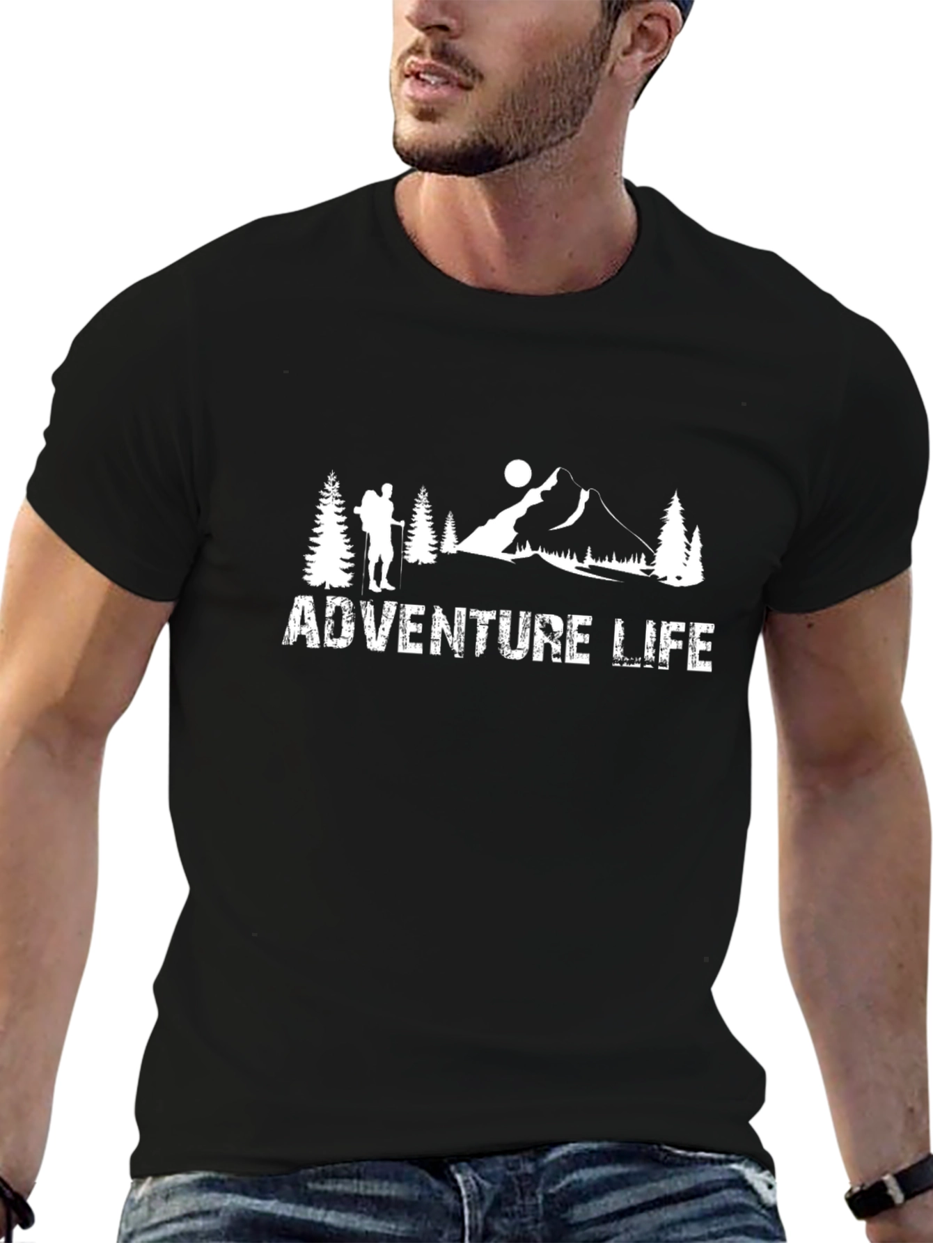 Adventure Life Graphic Tee - Mountain Hiker Design