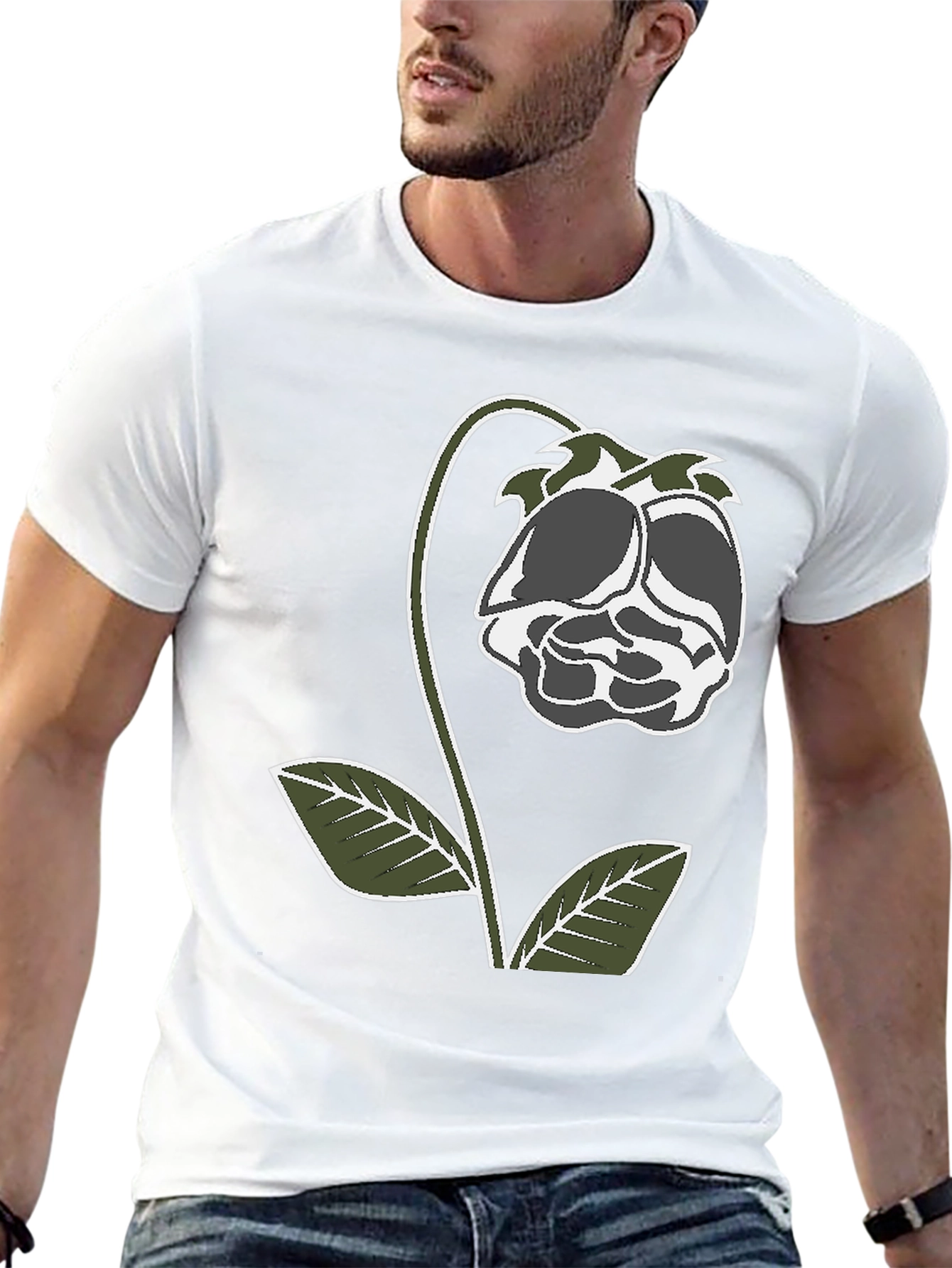 Floral Graphic Print T-Shirt - Black