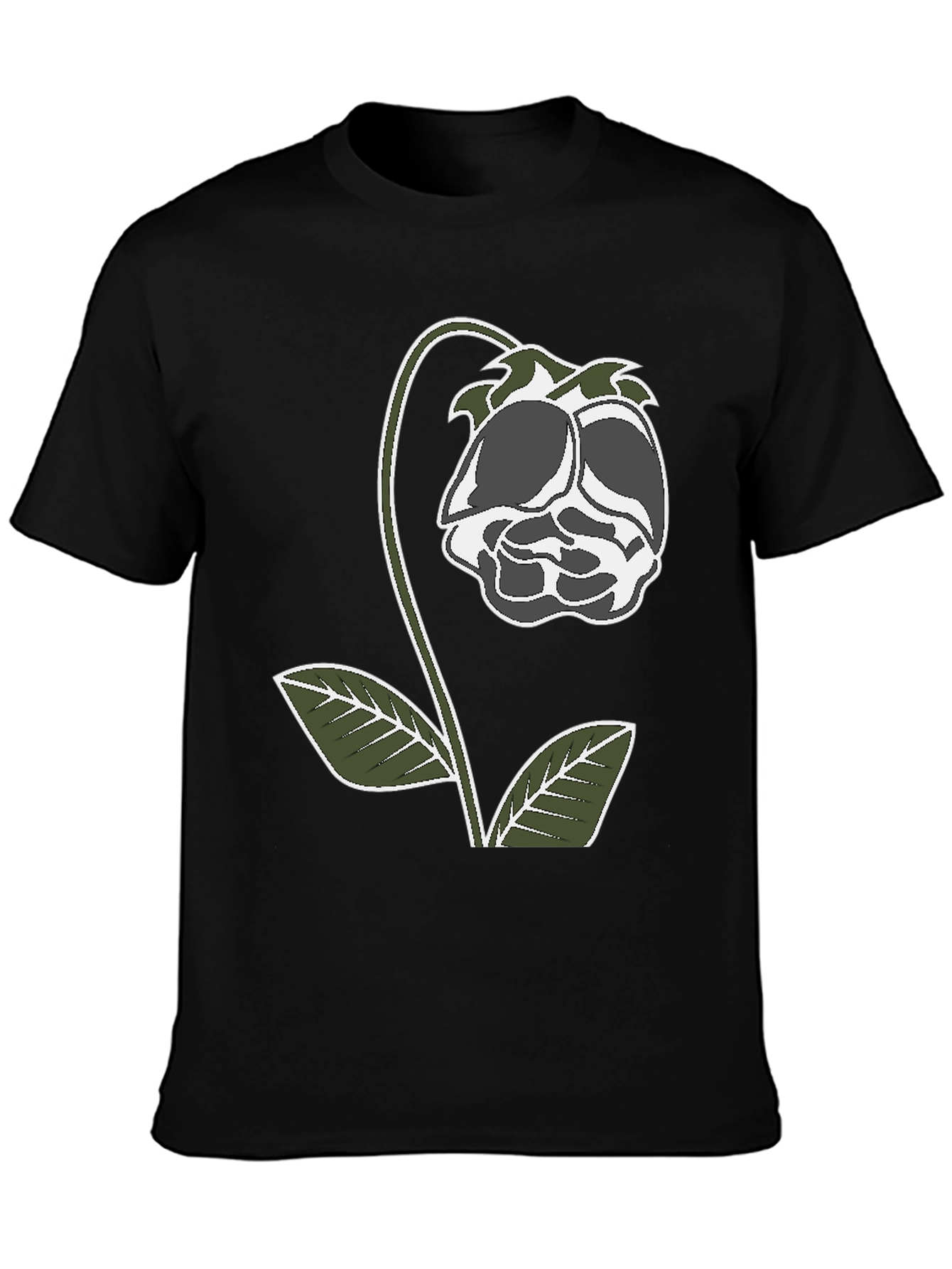 Floral Graphic Print T-Shirt - Black