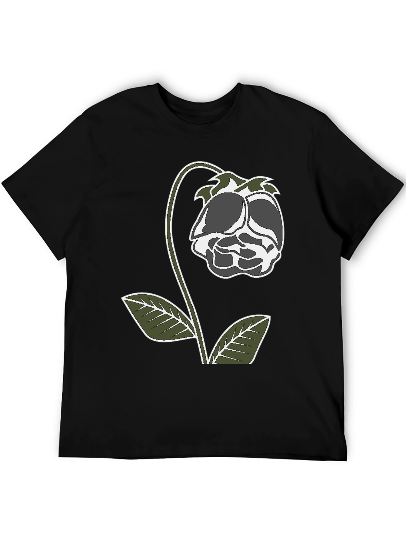 Floral Graphic Print T-Shirt - Black