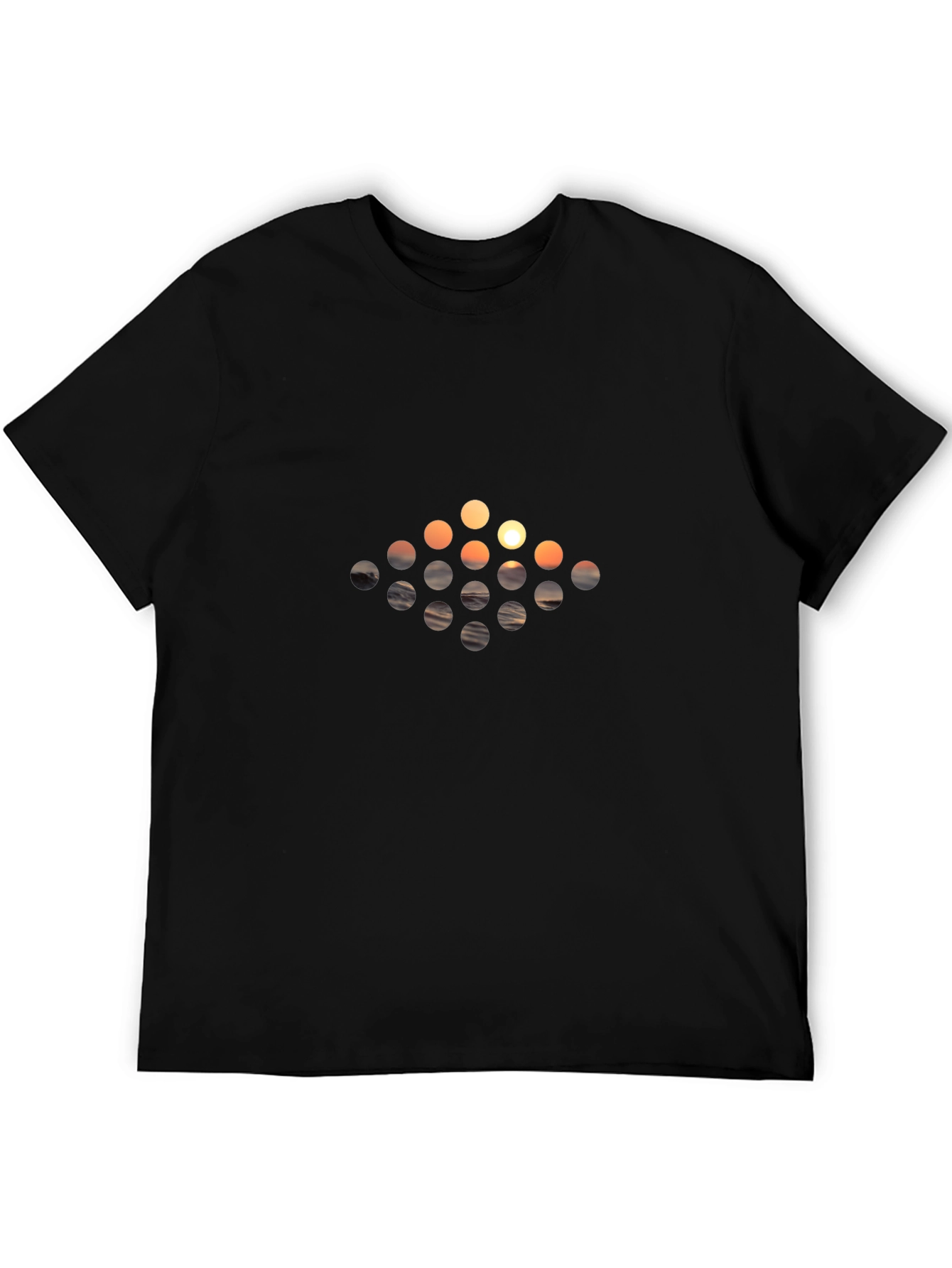 Abstract Sunset Dot Pattern Black T-Shirt