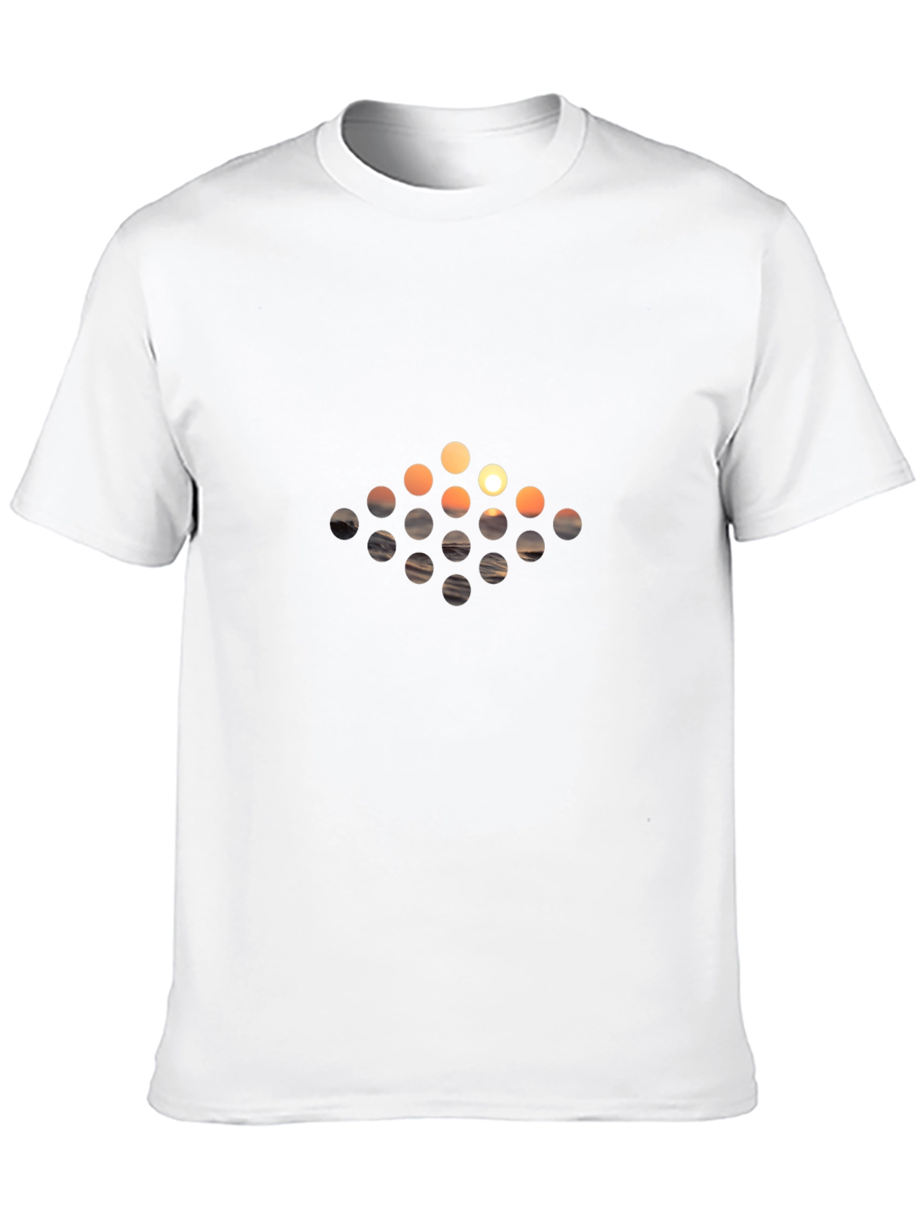 Abstract Sunset Dot Pattern Black T-Shirt