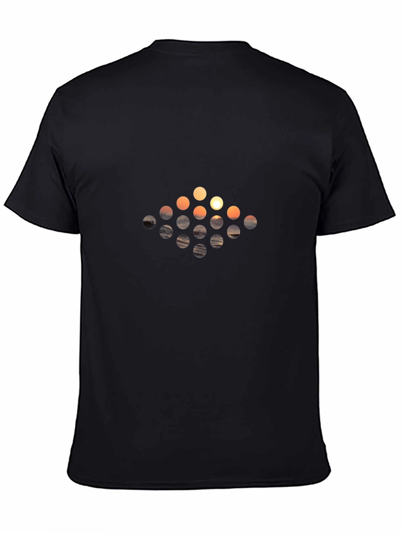 Abstract Sunset Dot Pattern Black T-Shirt