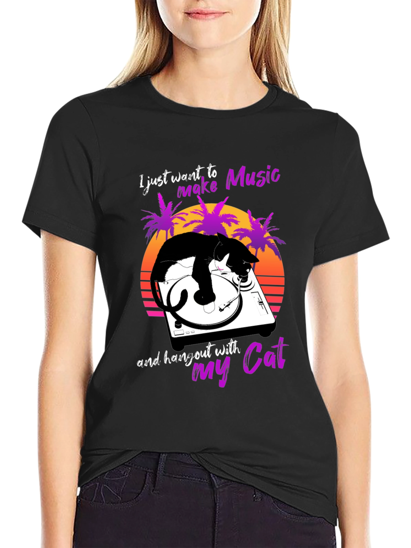 Music Lover Cat T-Shirt - DJ Cat Tee