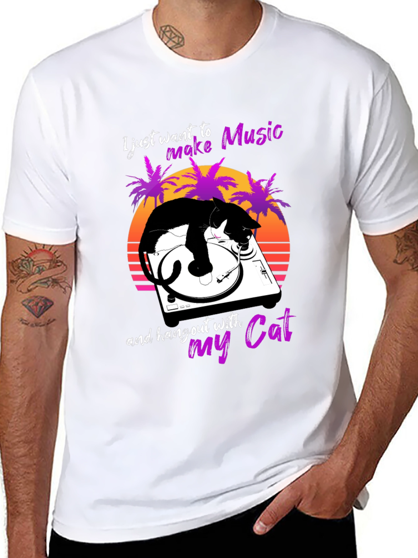 Music Lover Cat T-Shirt - DJ Cat Tee