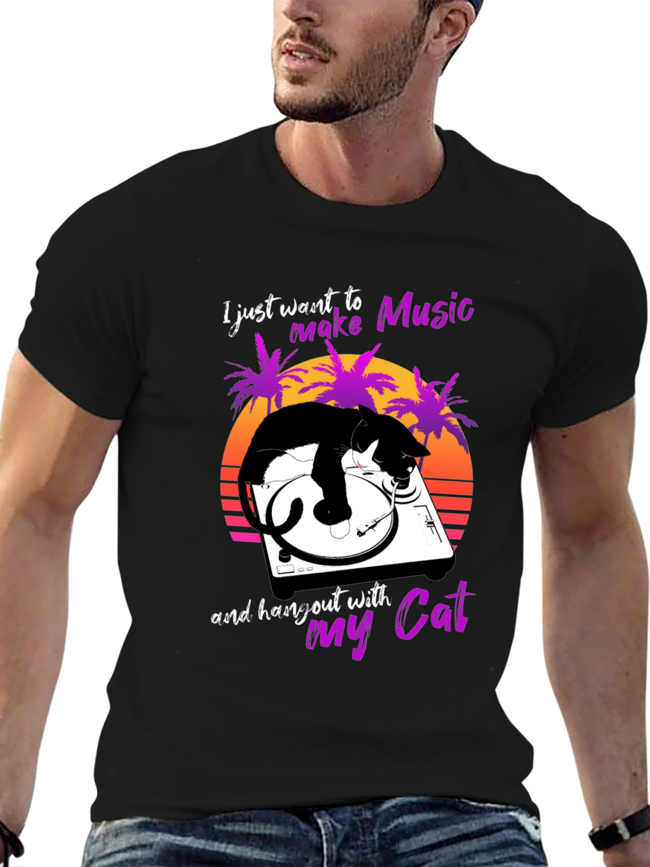Music Lover Cat T-Shirt - DJ Cat Tee