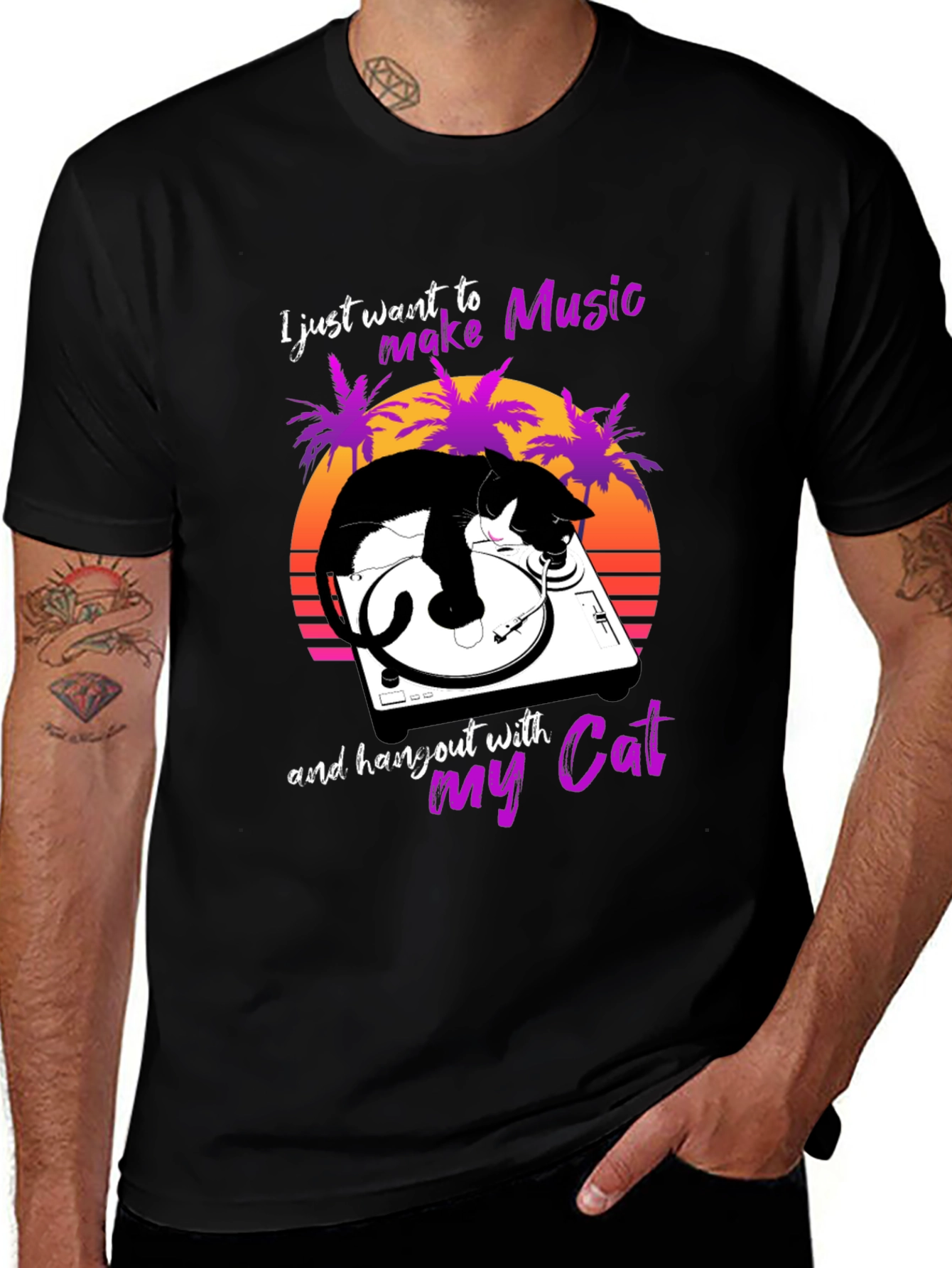 Music Lover Cat T-Shirt - DJ Cat Tee