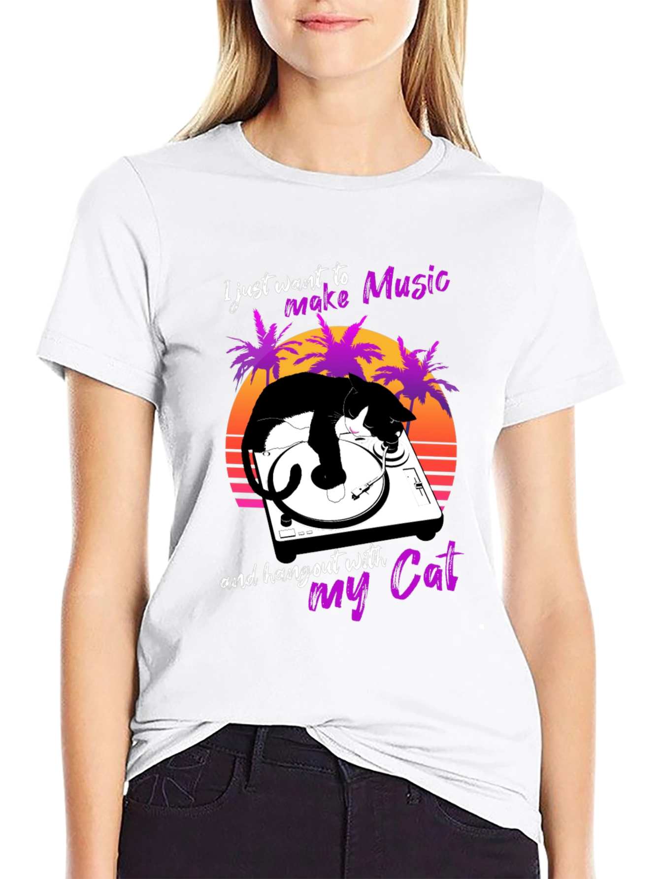 Music Lover Cat T-Shirt - DJ Cat Tee