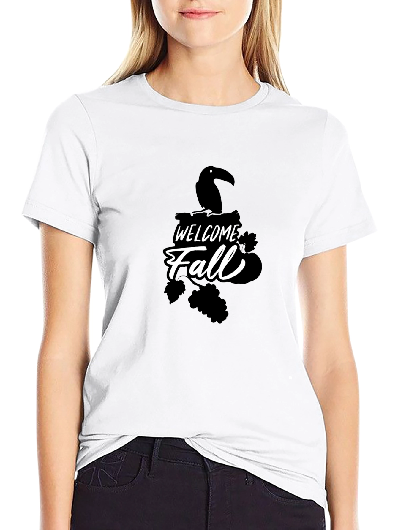 Welcome Fall Toucan Graphic Tee - Black T-Shirt