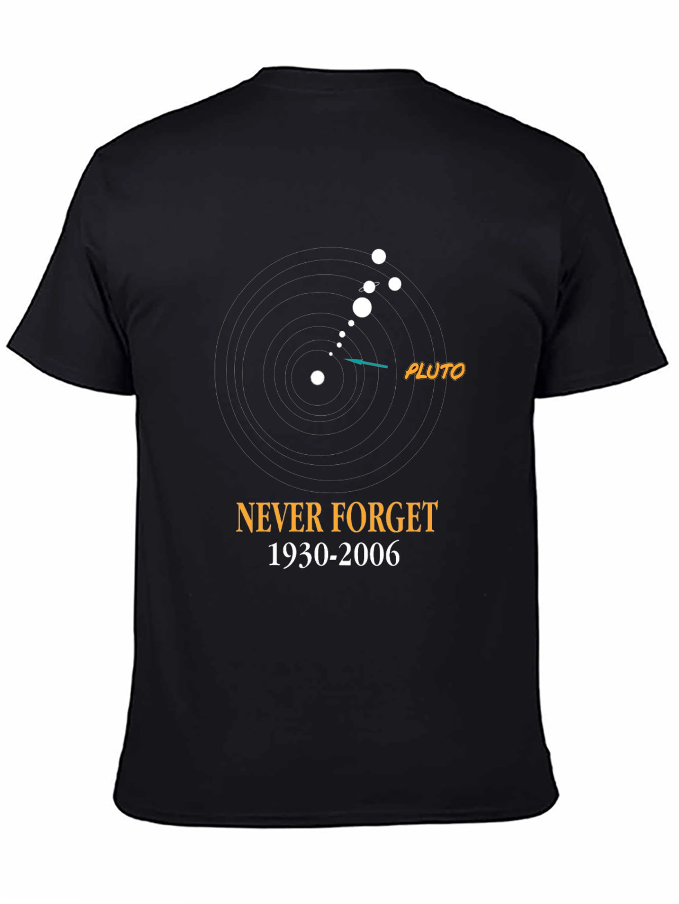 Never Forget Pluto Black Graphic Tee