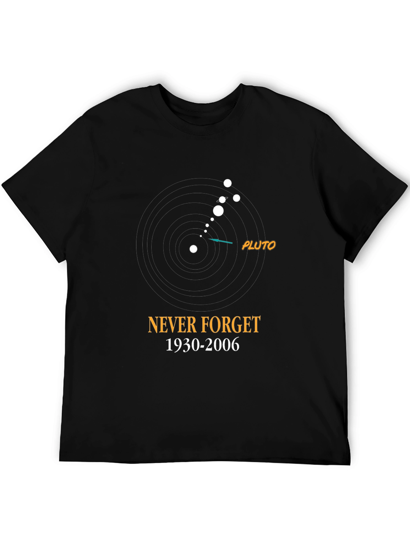 Never Forget Pluto Black Graphic Tee