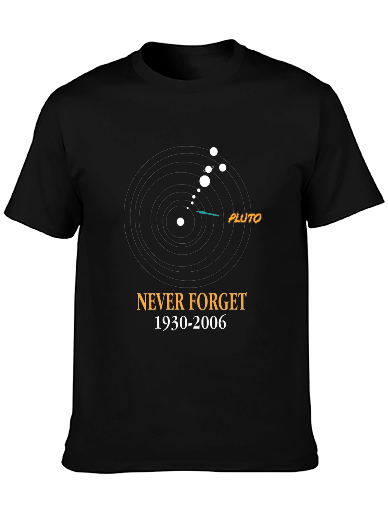Never Forget Pluto Black Graphic Tee