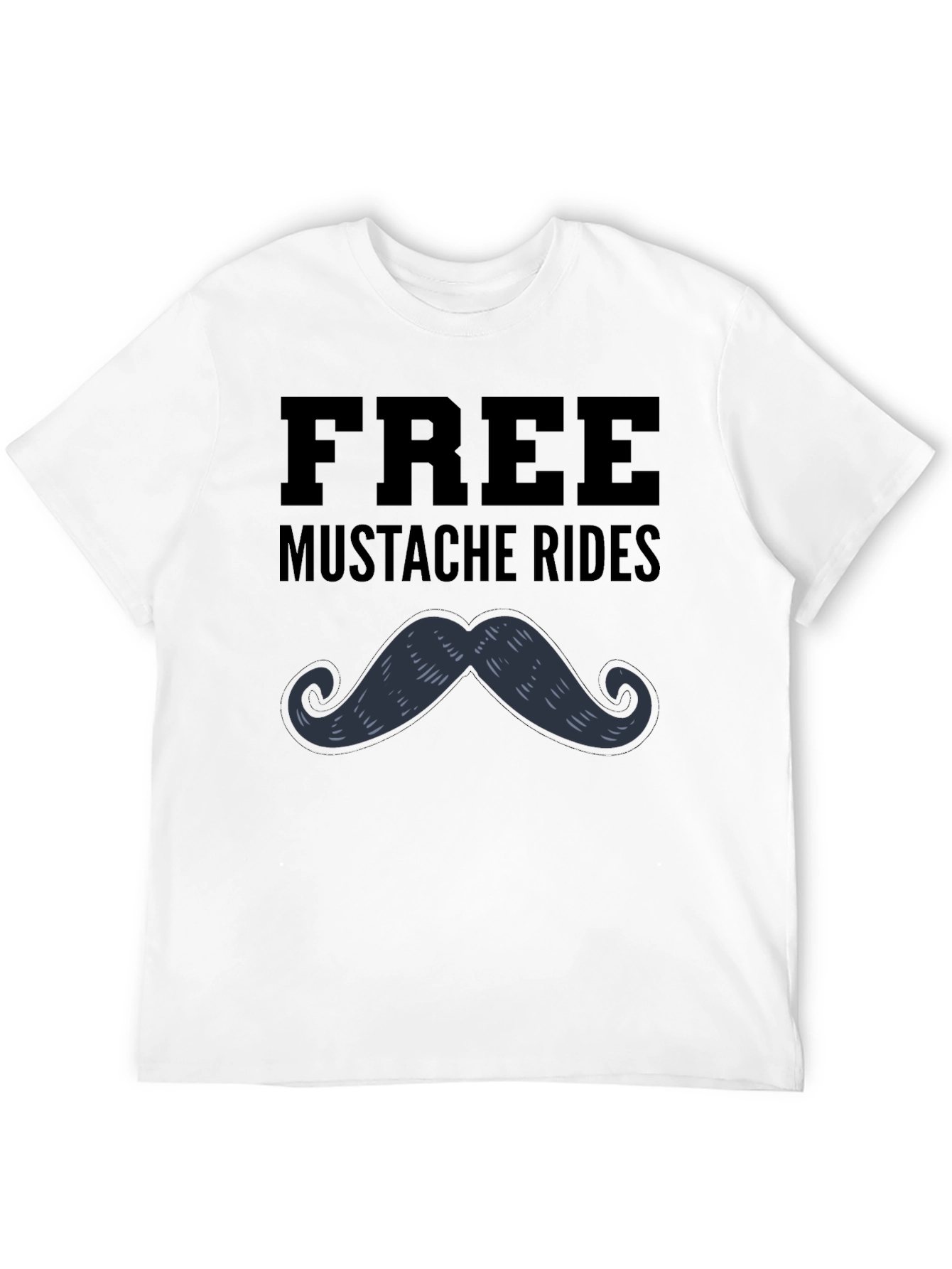 Free Mustache Rides Graphic Tee - Novelty Black T-Shirt