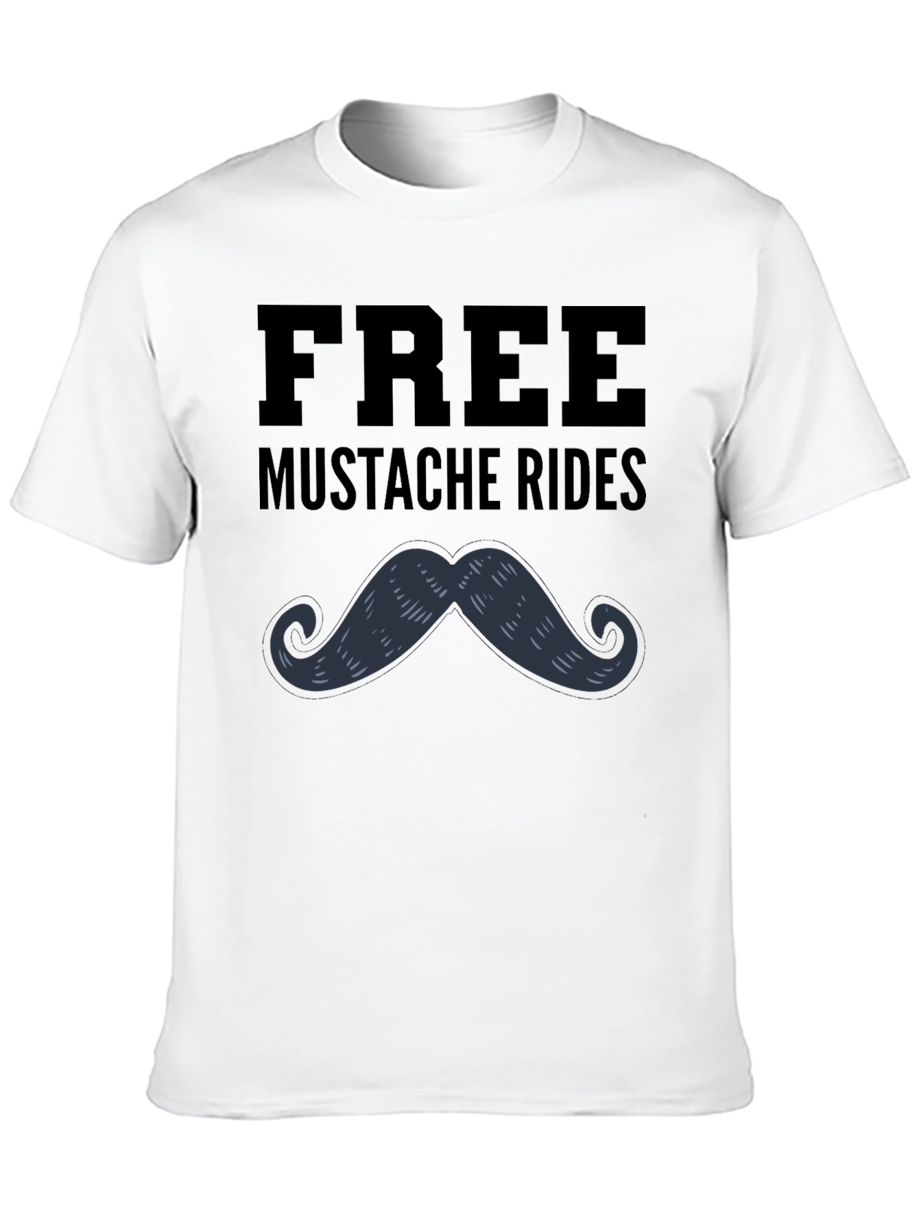 Free Mustache Rides Graphic Tee - Novelty Black T-Shirt