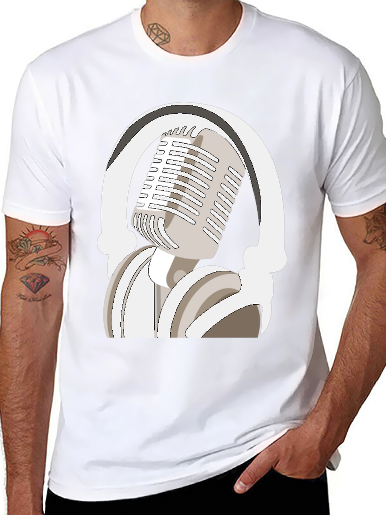 Microphone and Headphones Graphic Tee