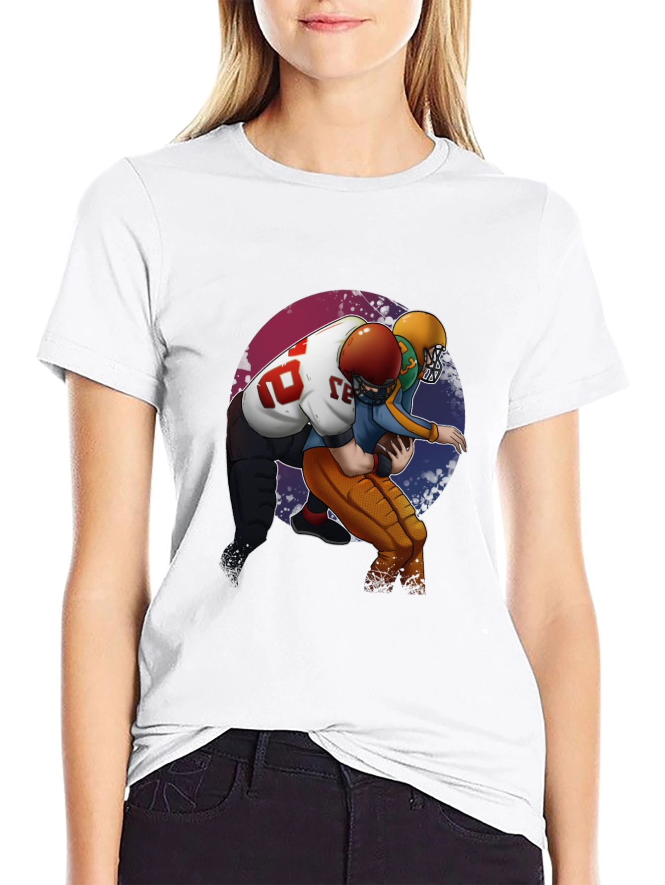 Football Players T-Shirt - Black Graphic Tee