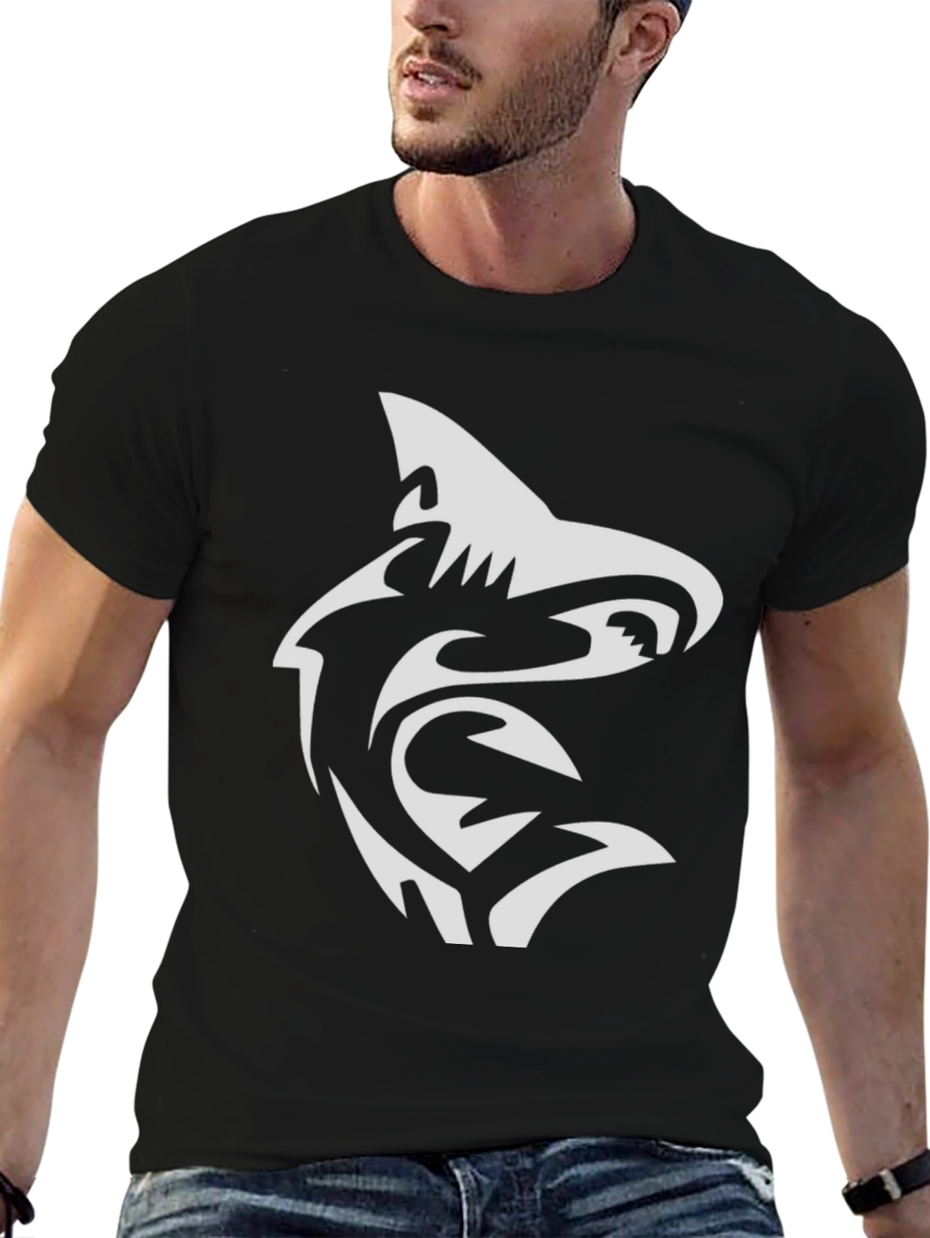 Black Shark Graphic Tee - Stylish Mens T-Shirt