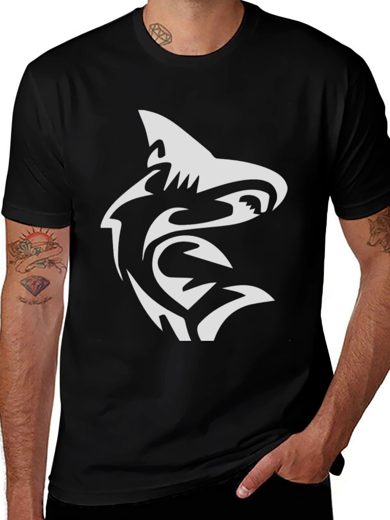 Black Shark Graphic Tee - Stylish Mens T-Shirt
