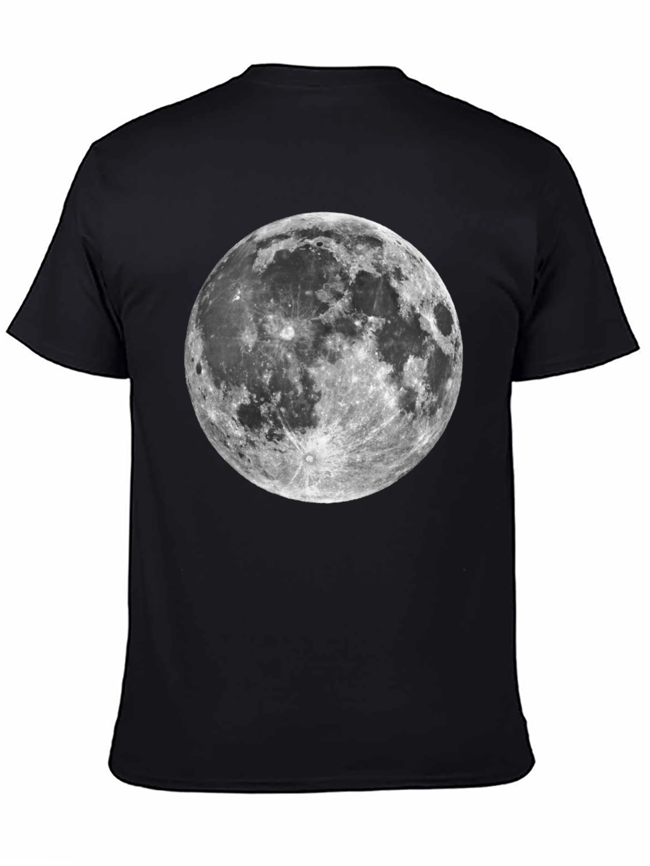 Lunar Print Tee - Black Cotton Moon Graphic T-Shirt