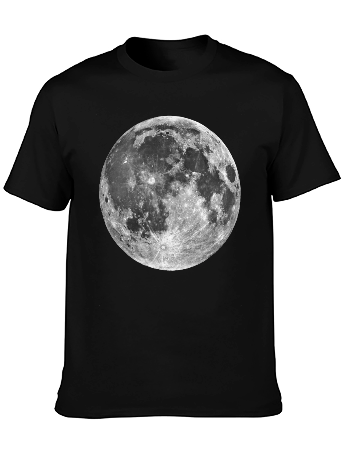 Lunar Print Tee - Black Cotton Moon Graphic T-Shirt