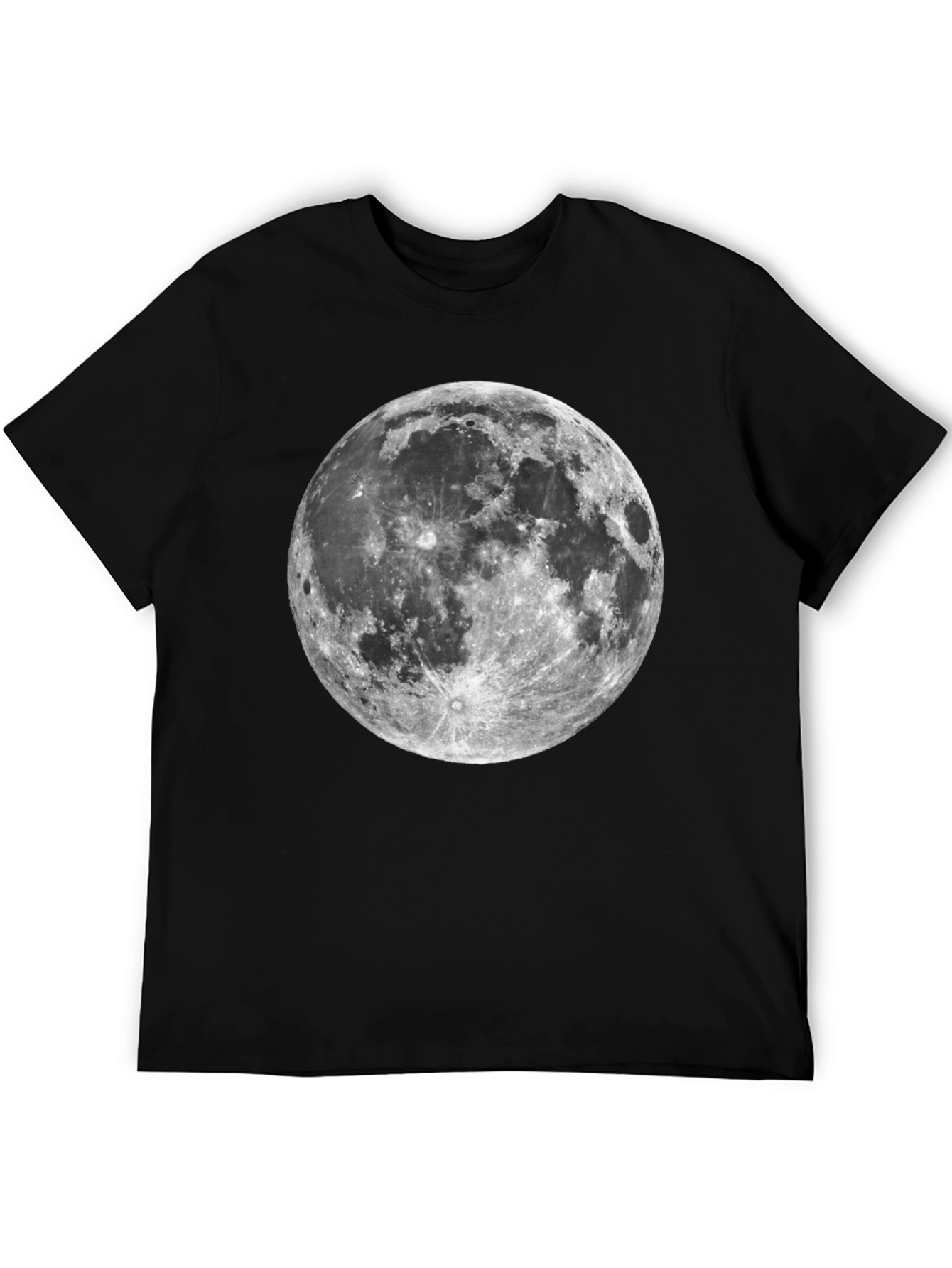 Lunar Print Tee - Black Cotton Moon Graphic T-Shirt