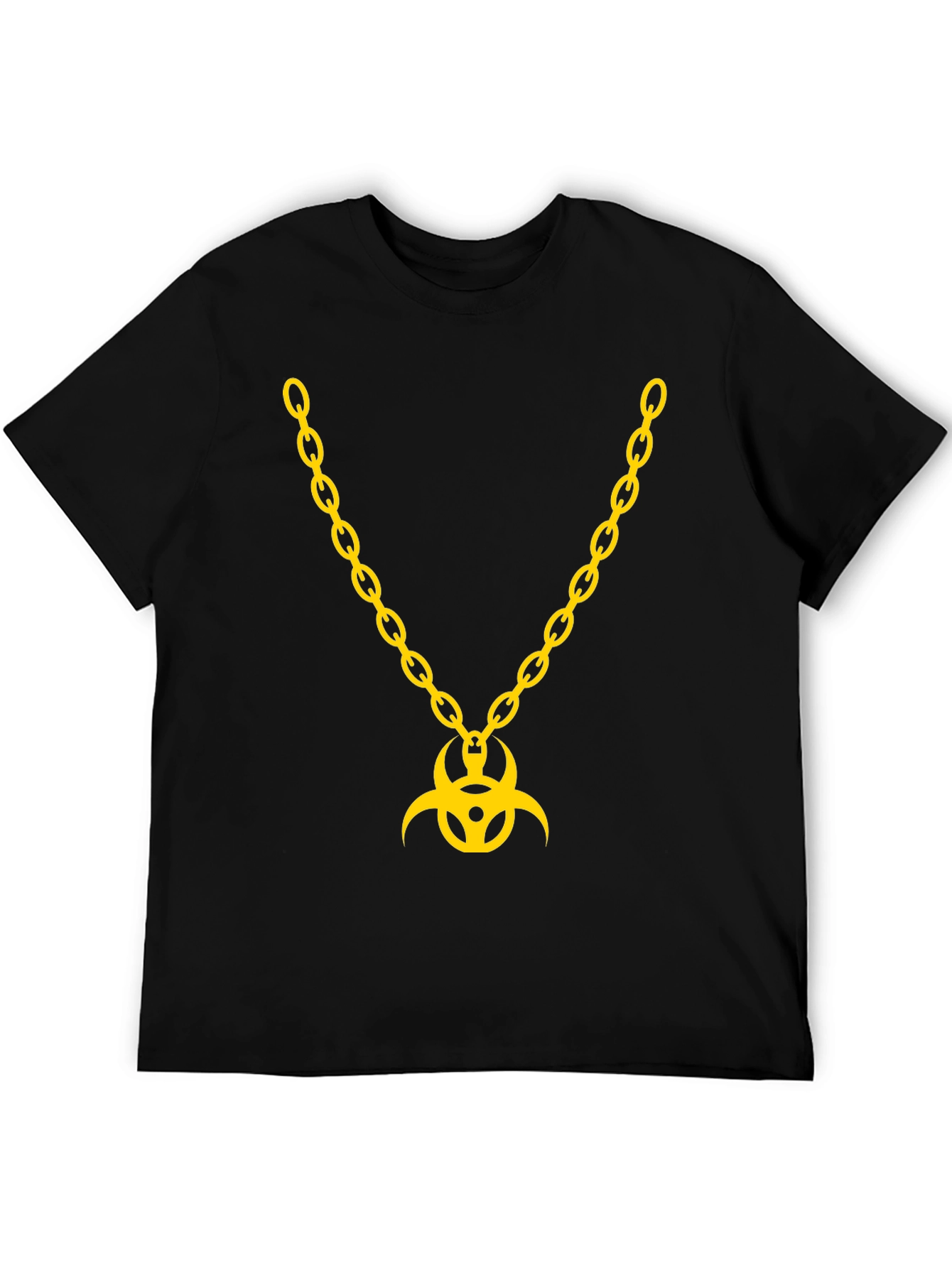 Biohazard Symbol Gold Chain Graphic T-Shirt