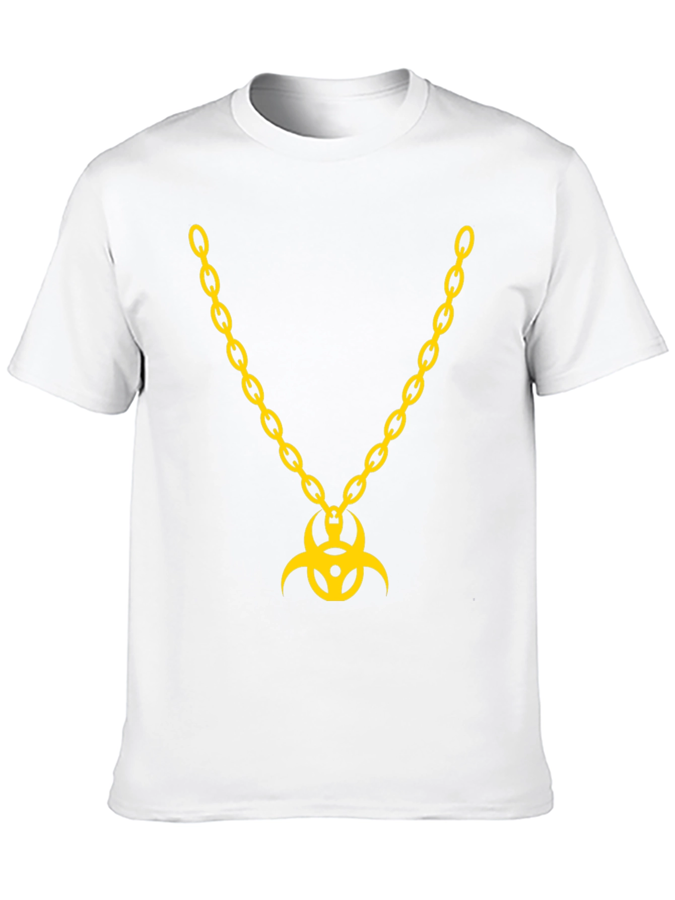 Biohazard Symbol Gold Chain Graphic T-Shirt