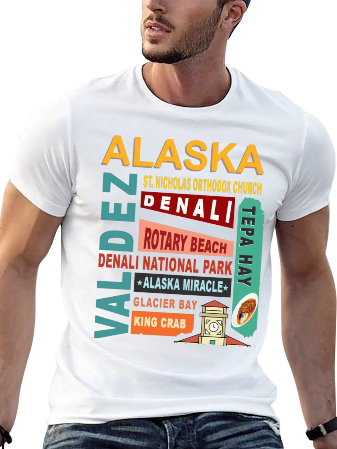 Alaska Landmarks Black T-Shirt