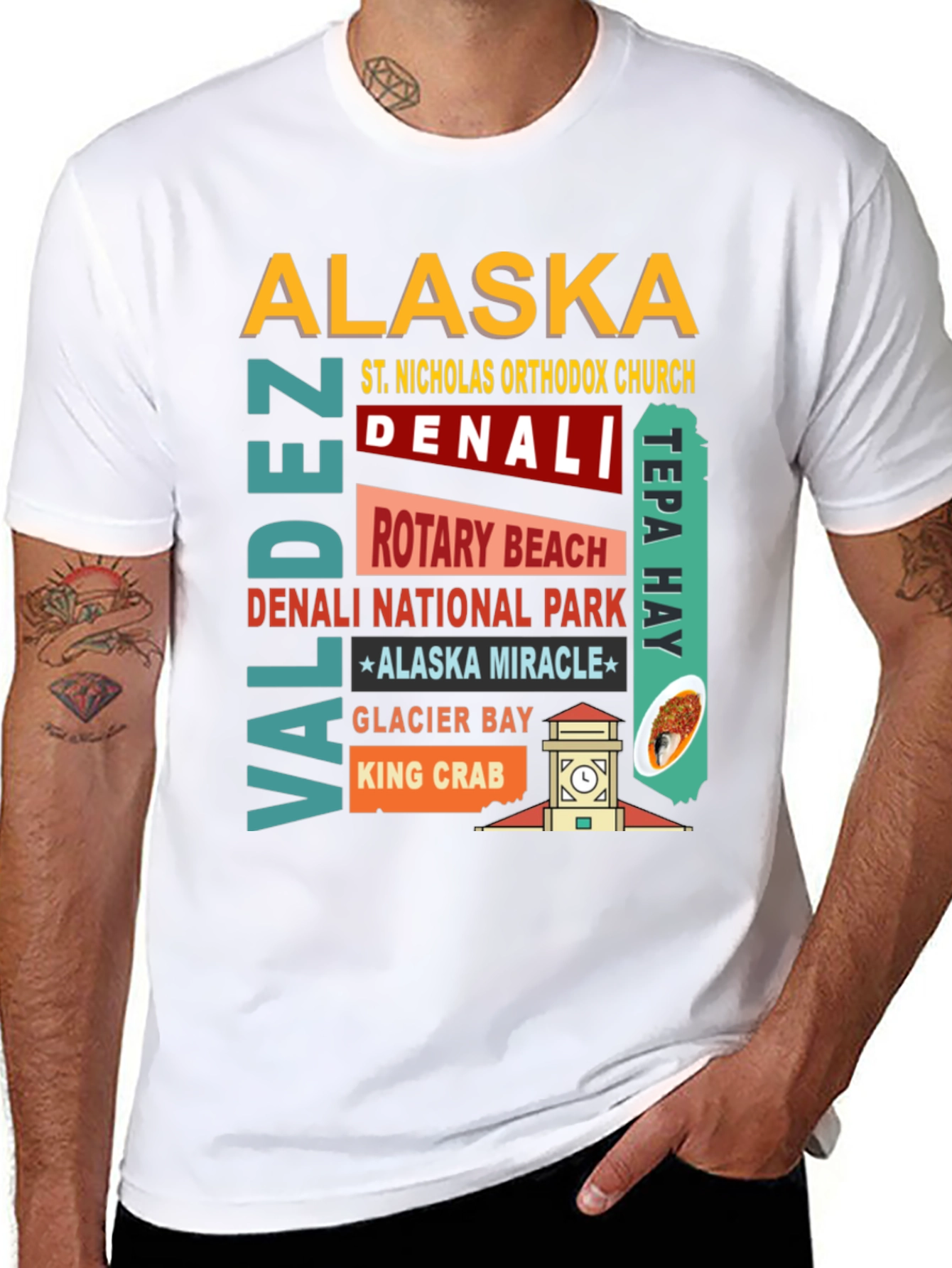 Alaska Landmarks Black T-Shirt