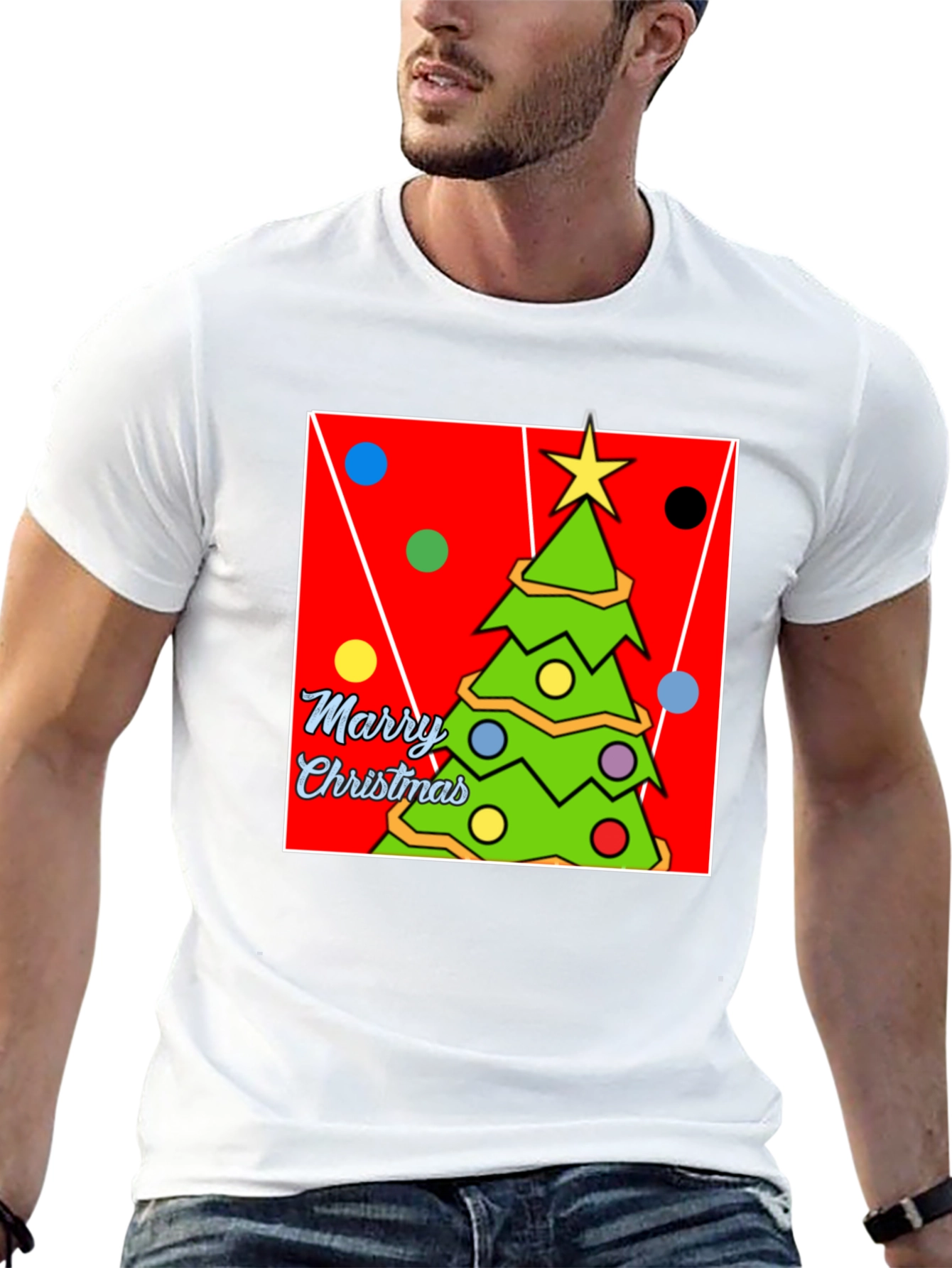 Festive Christmas Tree Graphic T-Shirt