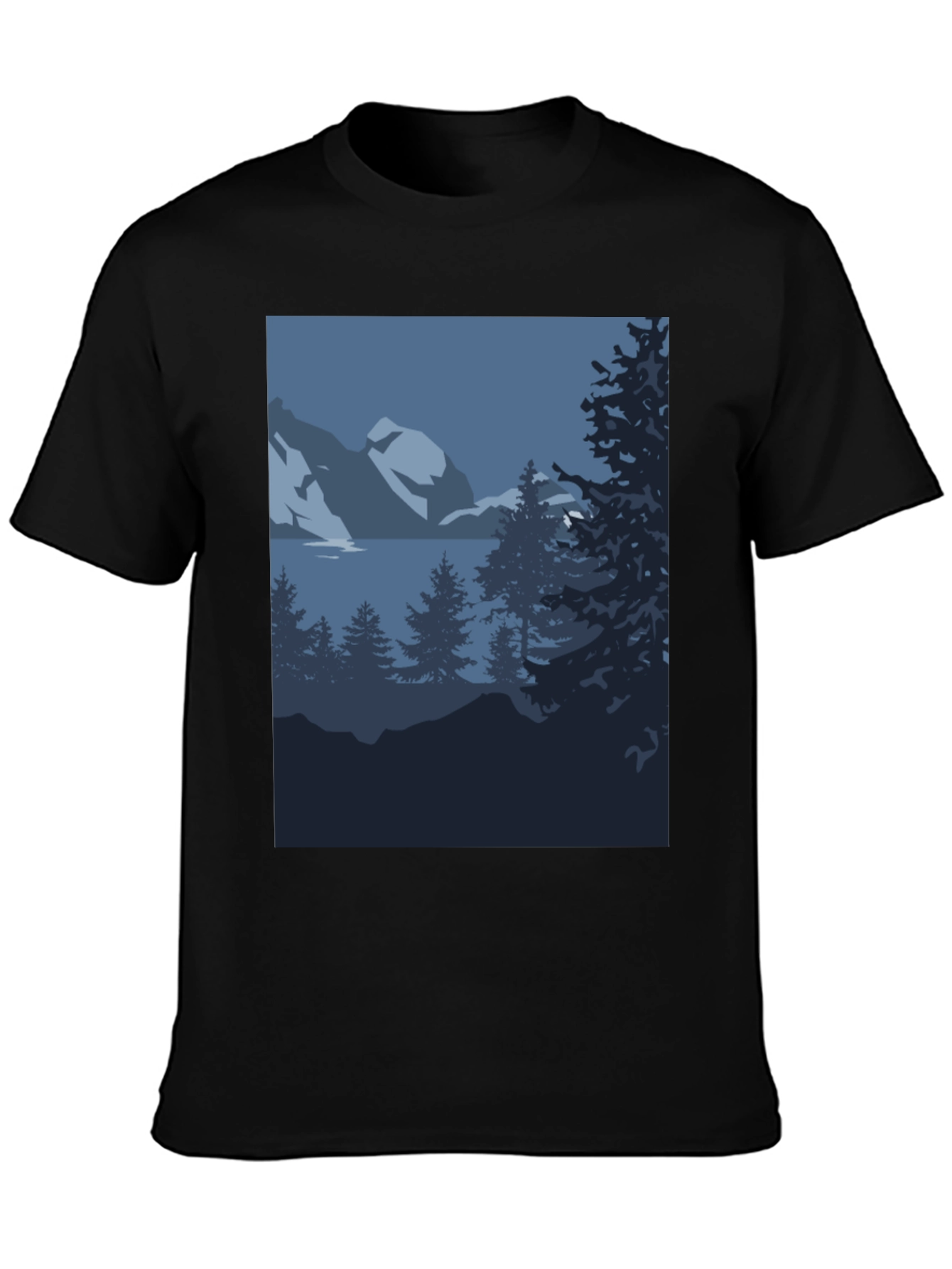 Mountain Scene Graphic Tee - Black