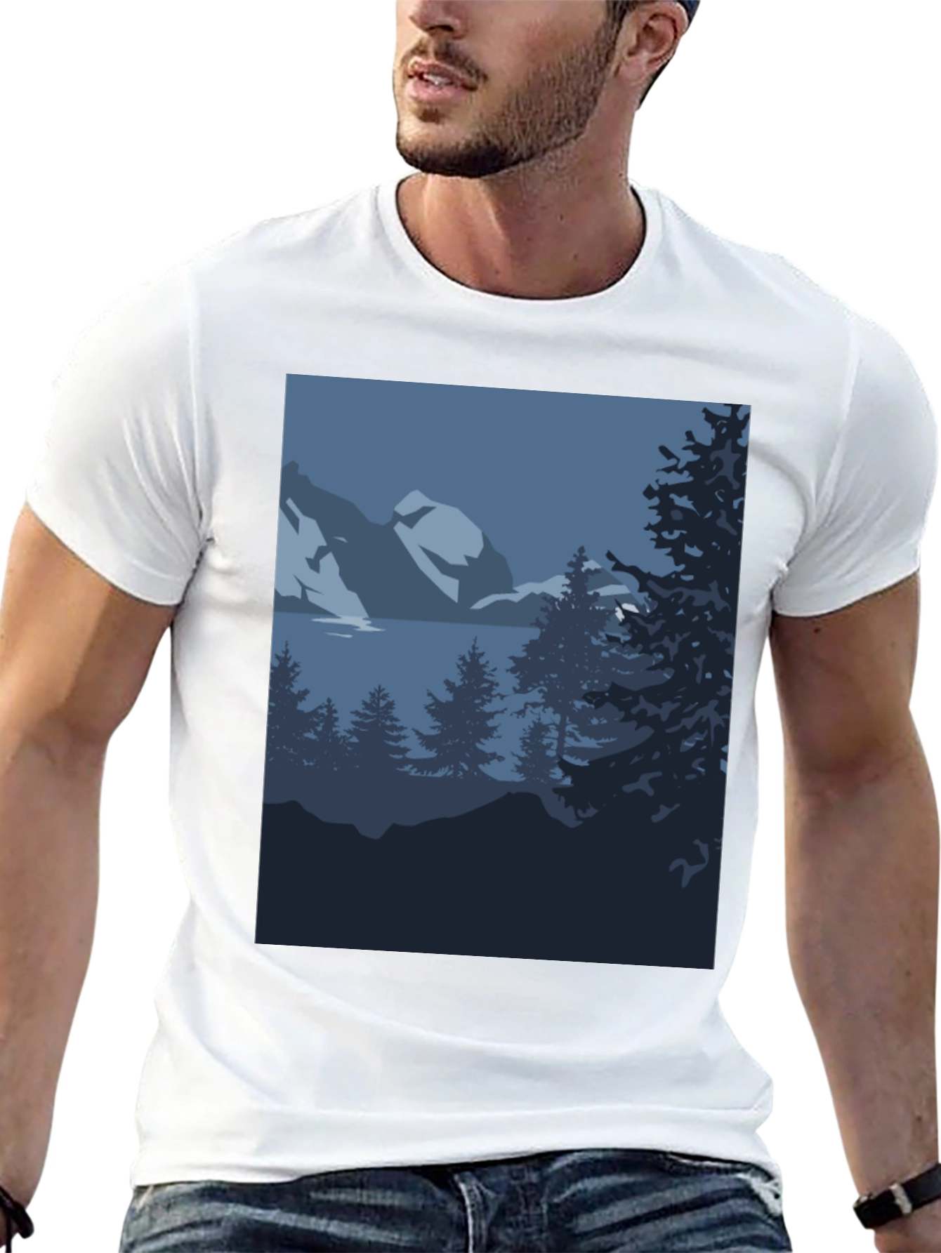 Mountain Scene Graphic Tee - Black
