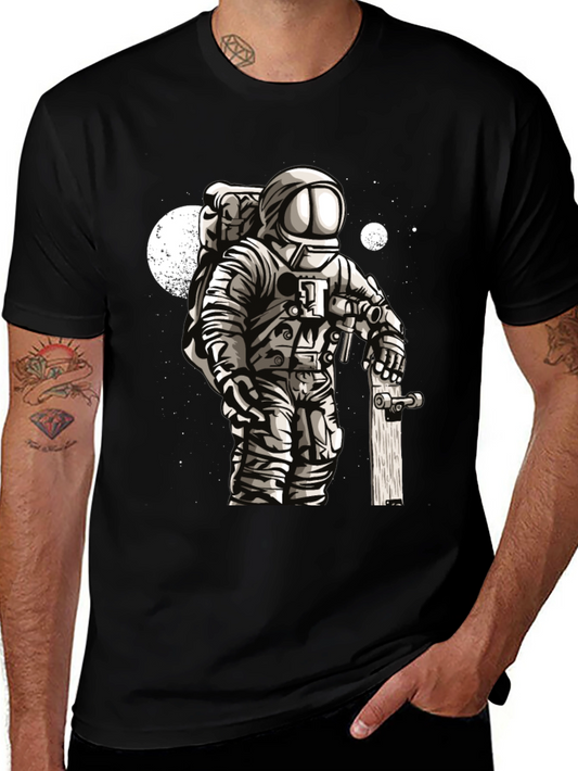 Astronaut Skateboarder Graphic Tee - Cool Space T-Shirt