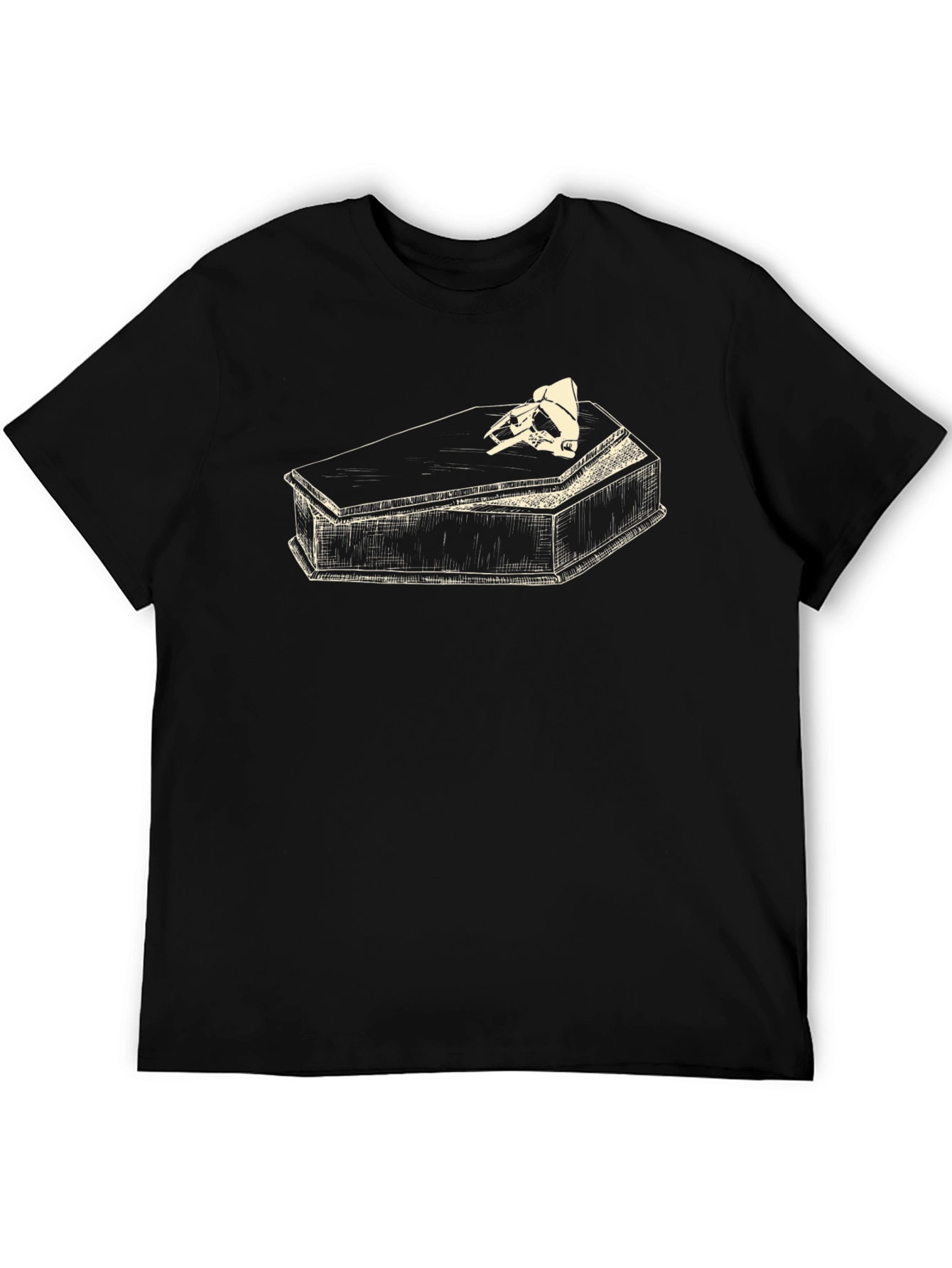 Skull Coffin Graphic T-Shirt - Black