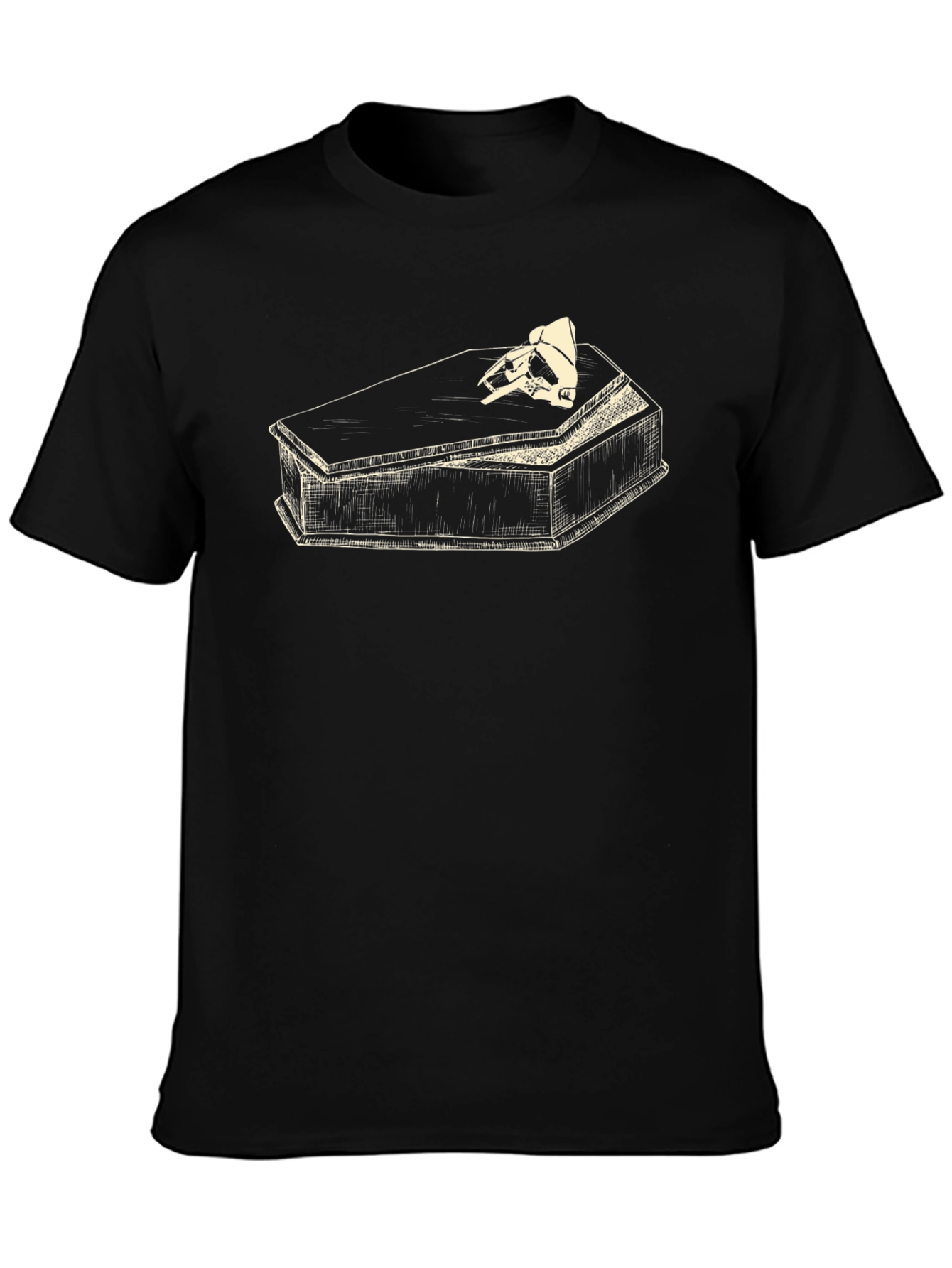 Skull Coffin Graphic T-Shirt - Black