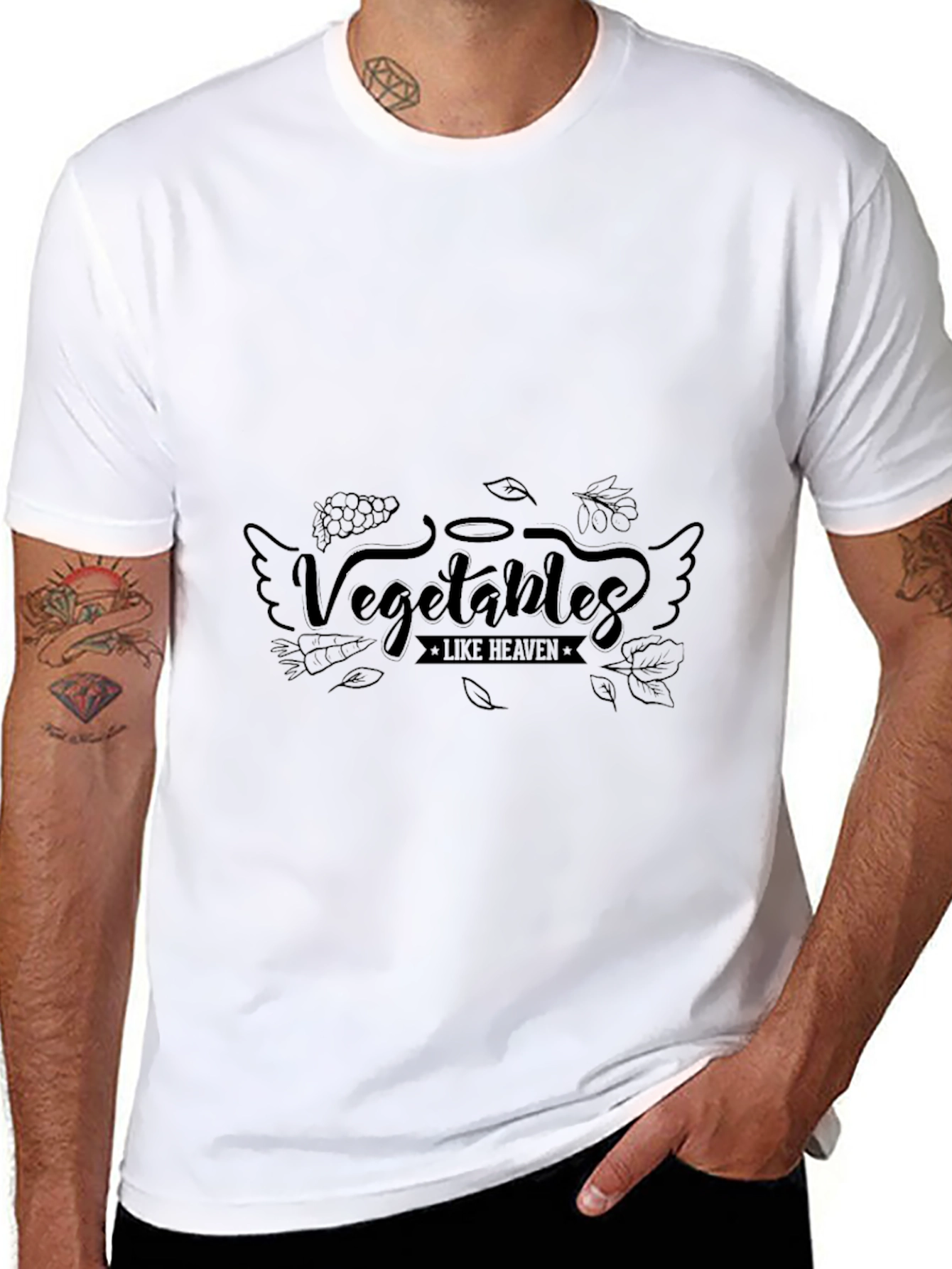 Vegetables Like Heaven Black T-Shirt