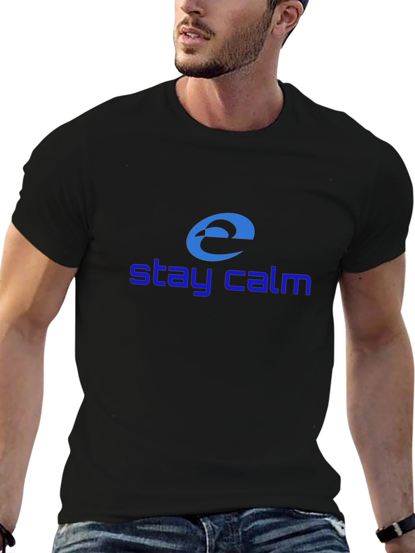 Stay Calm Internet Explorer Inspired Black T-Shirt