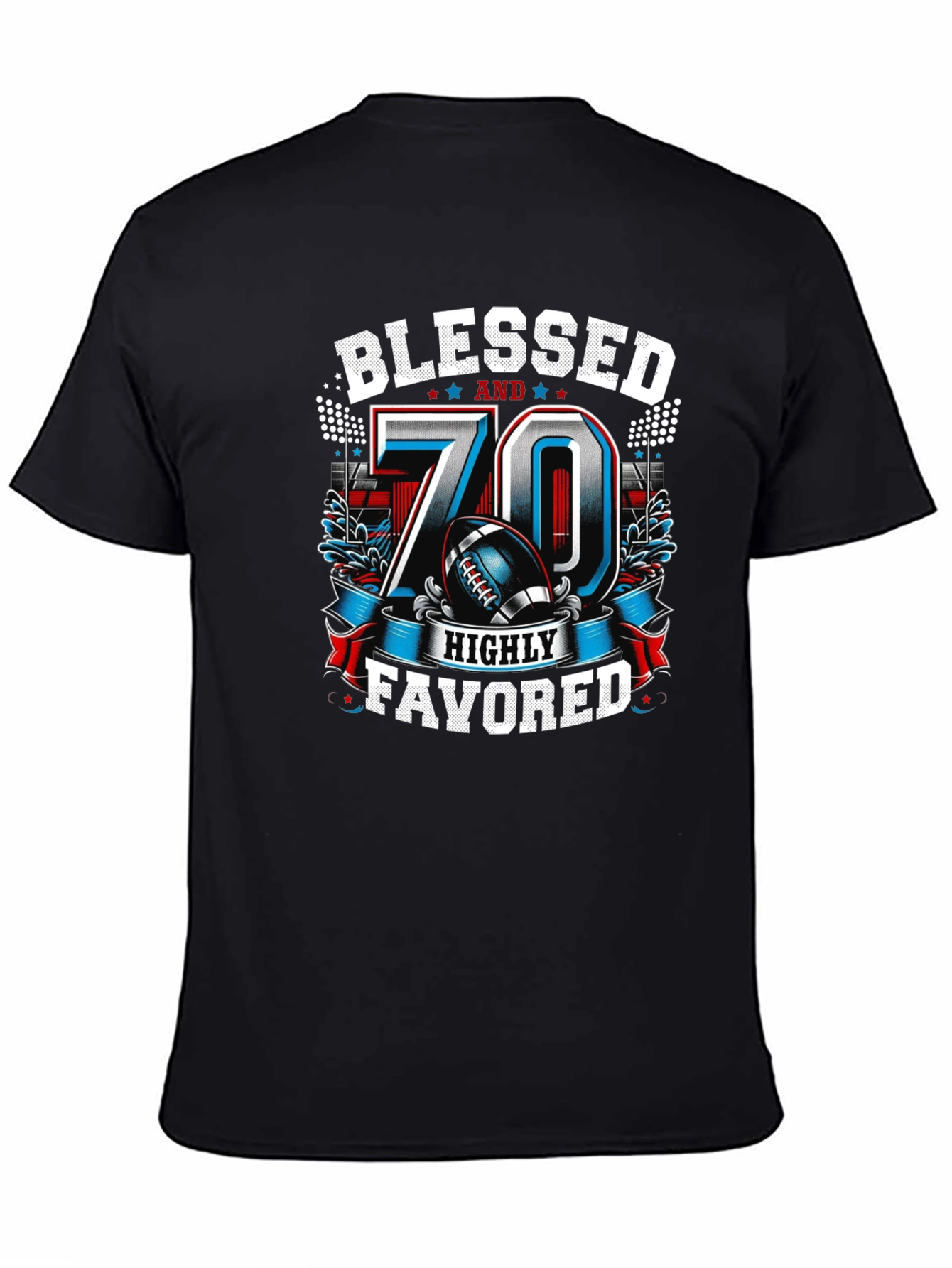 Blessed 70th Birthday Football T-Shirt