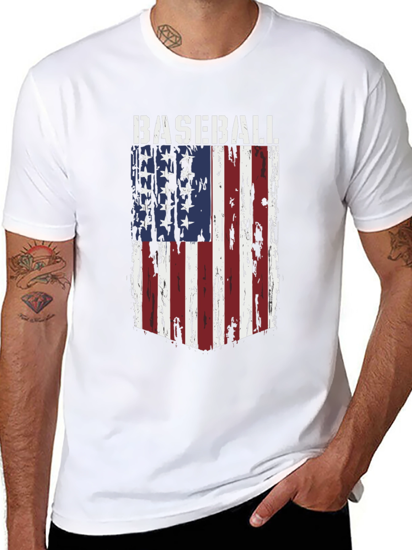 Baseball Flag T-Shirt - Patriotic Tee