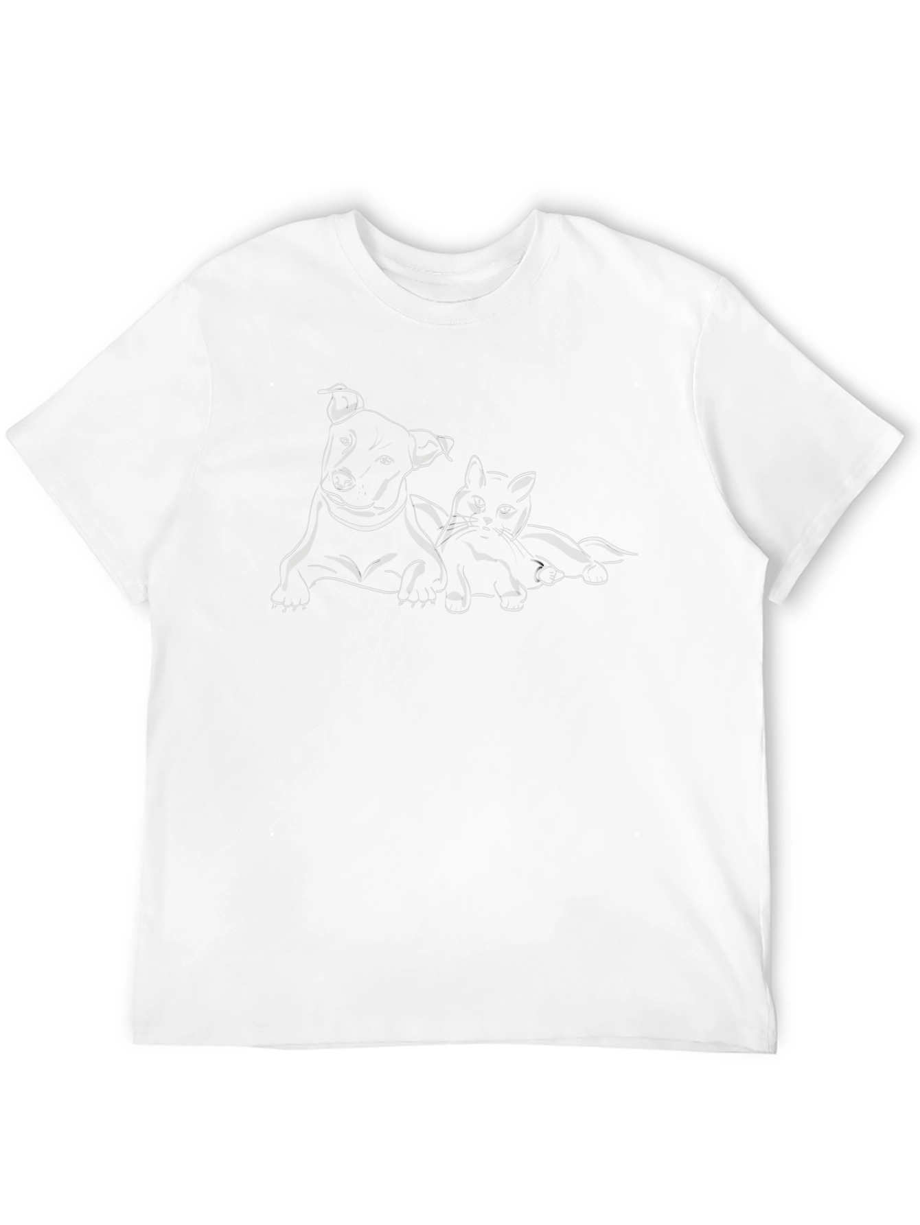 Dog and Cat Outline T-Shirt - Unisex